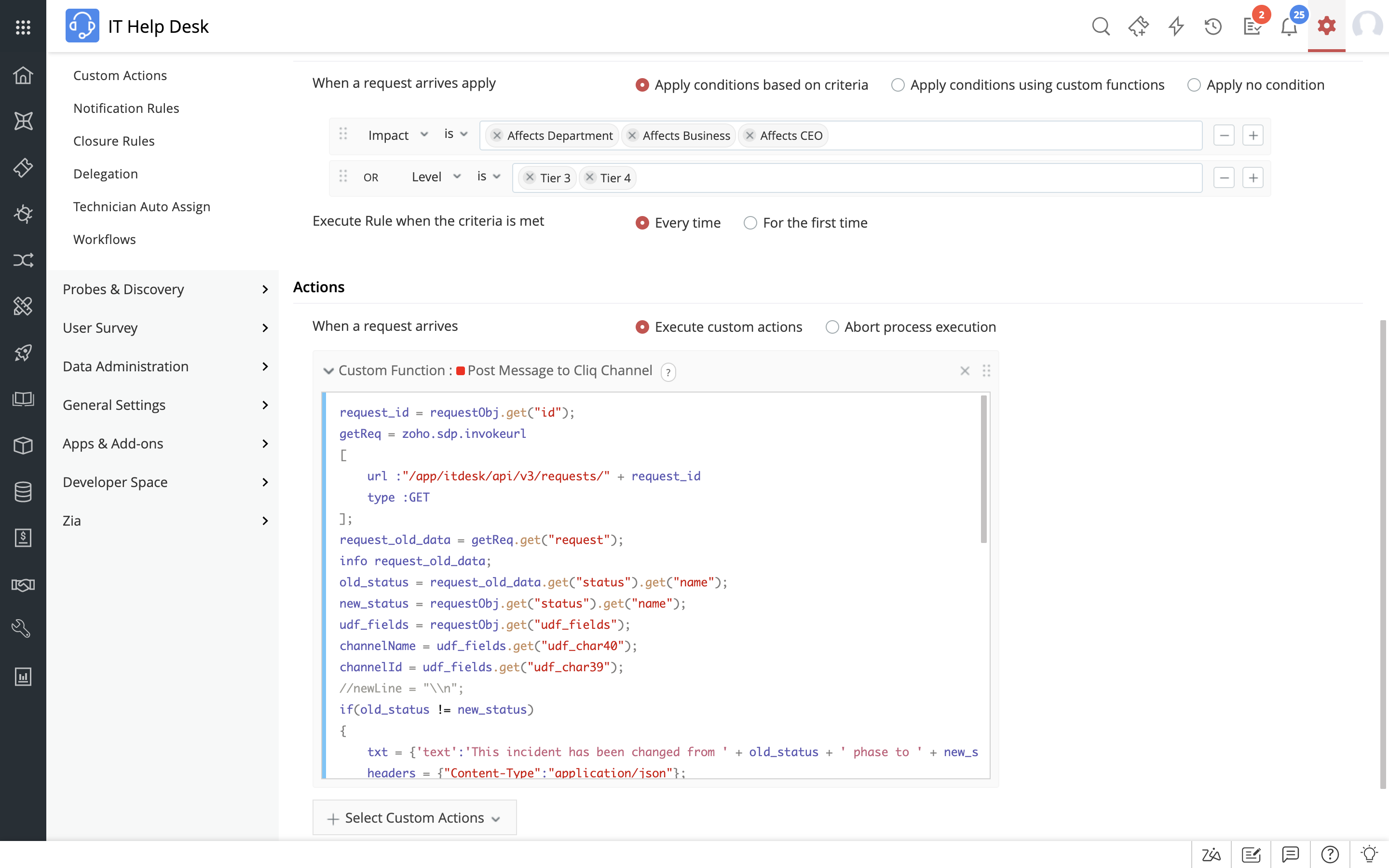 ITSM process automation