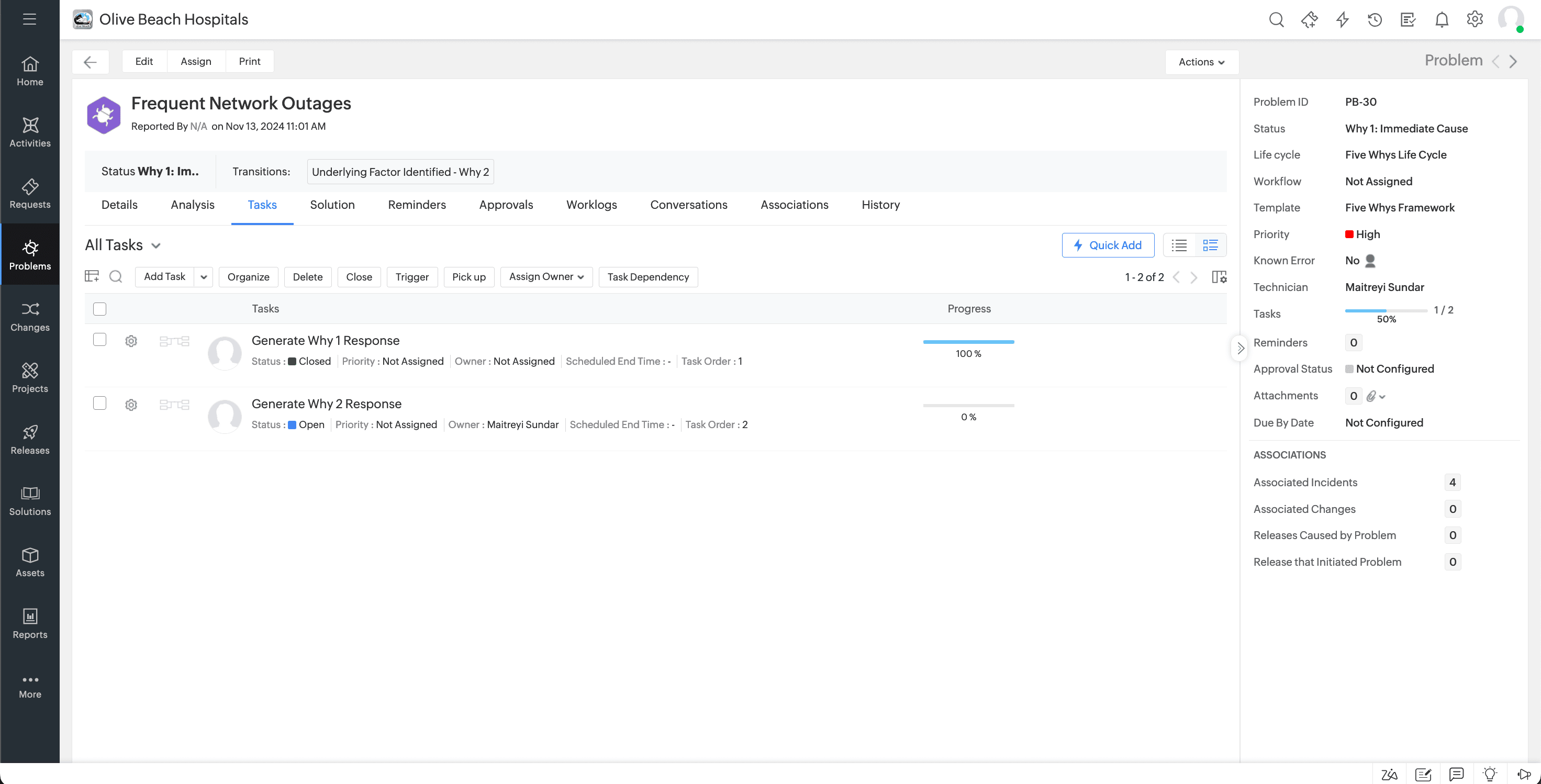 ServiceDesk Plus task creation
