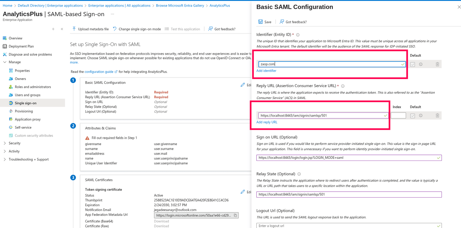 Basic SAML Configuration