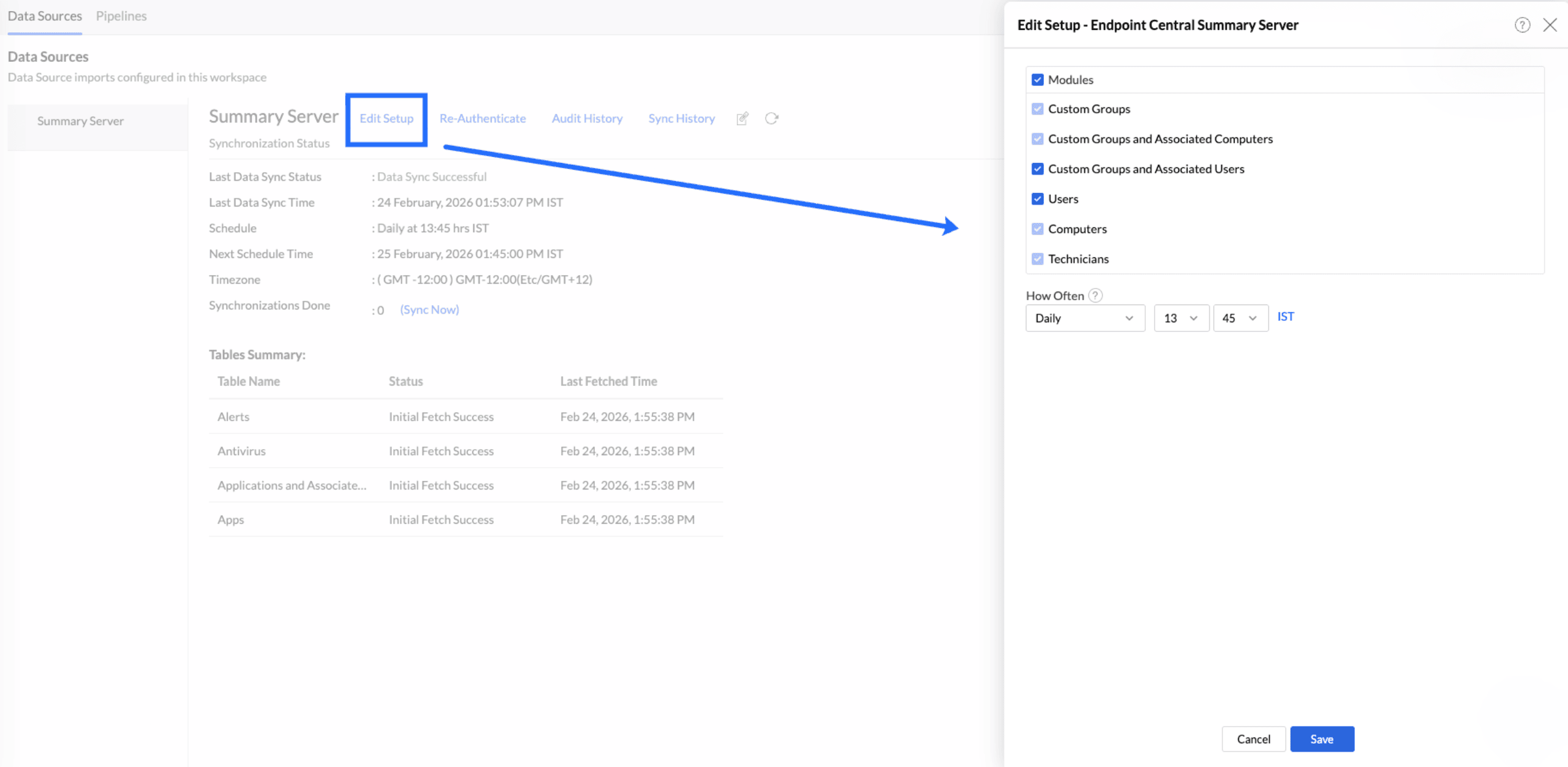 Integration with Endpoint Central Summary Server
