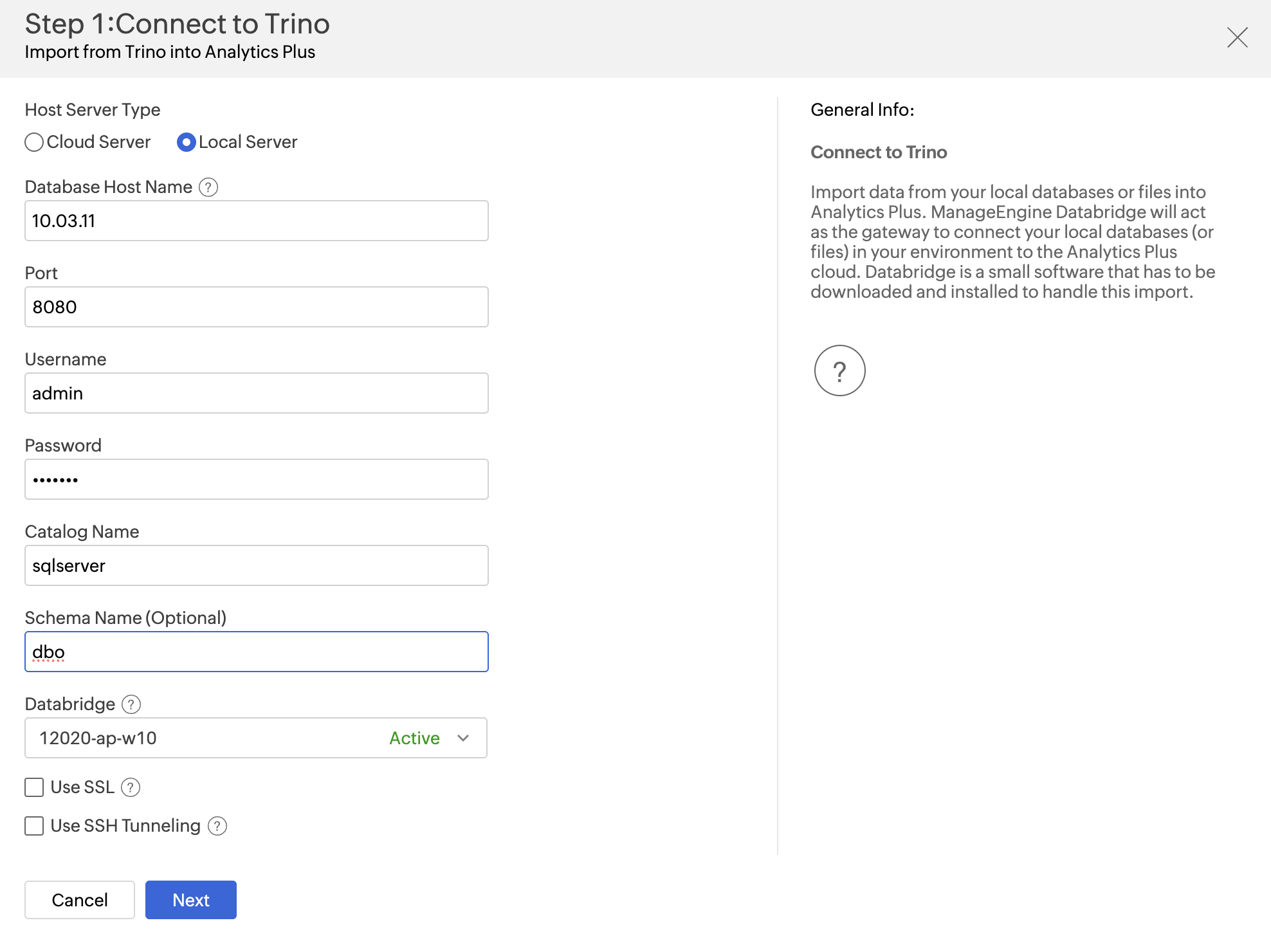 Connect Trino with Analytics Plus