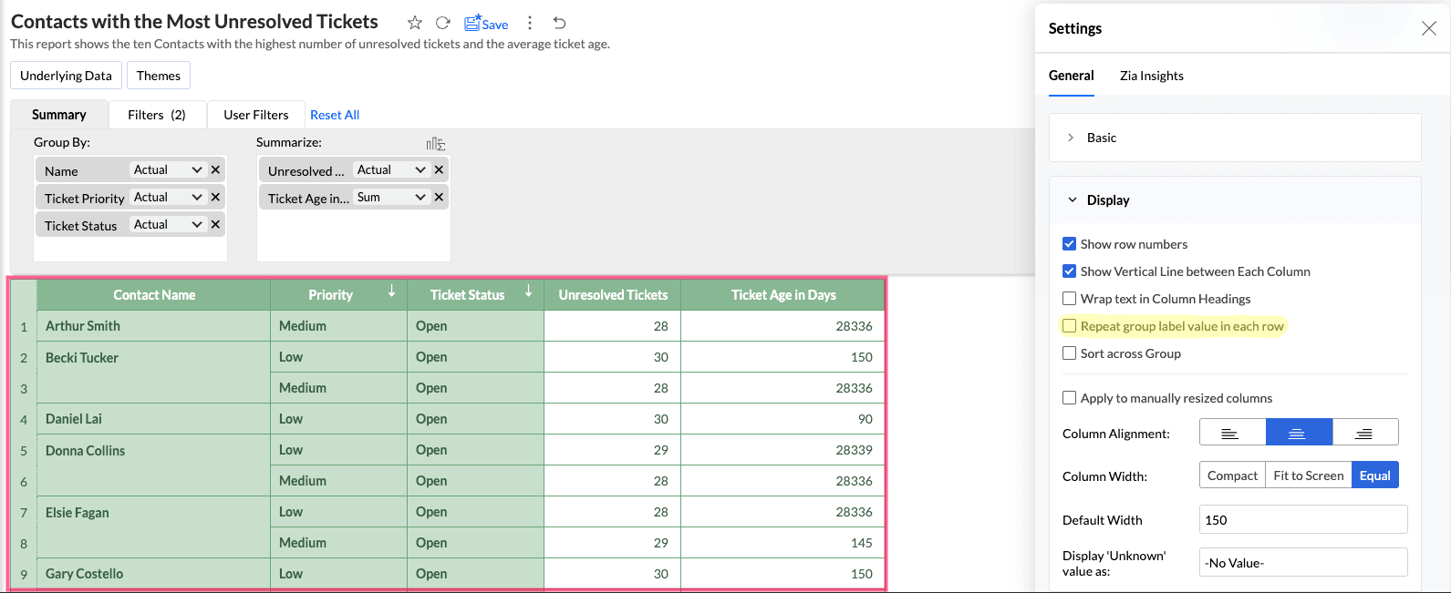 Customizing Summary View