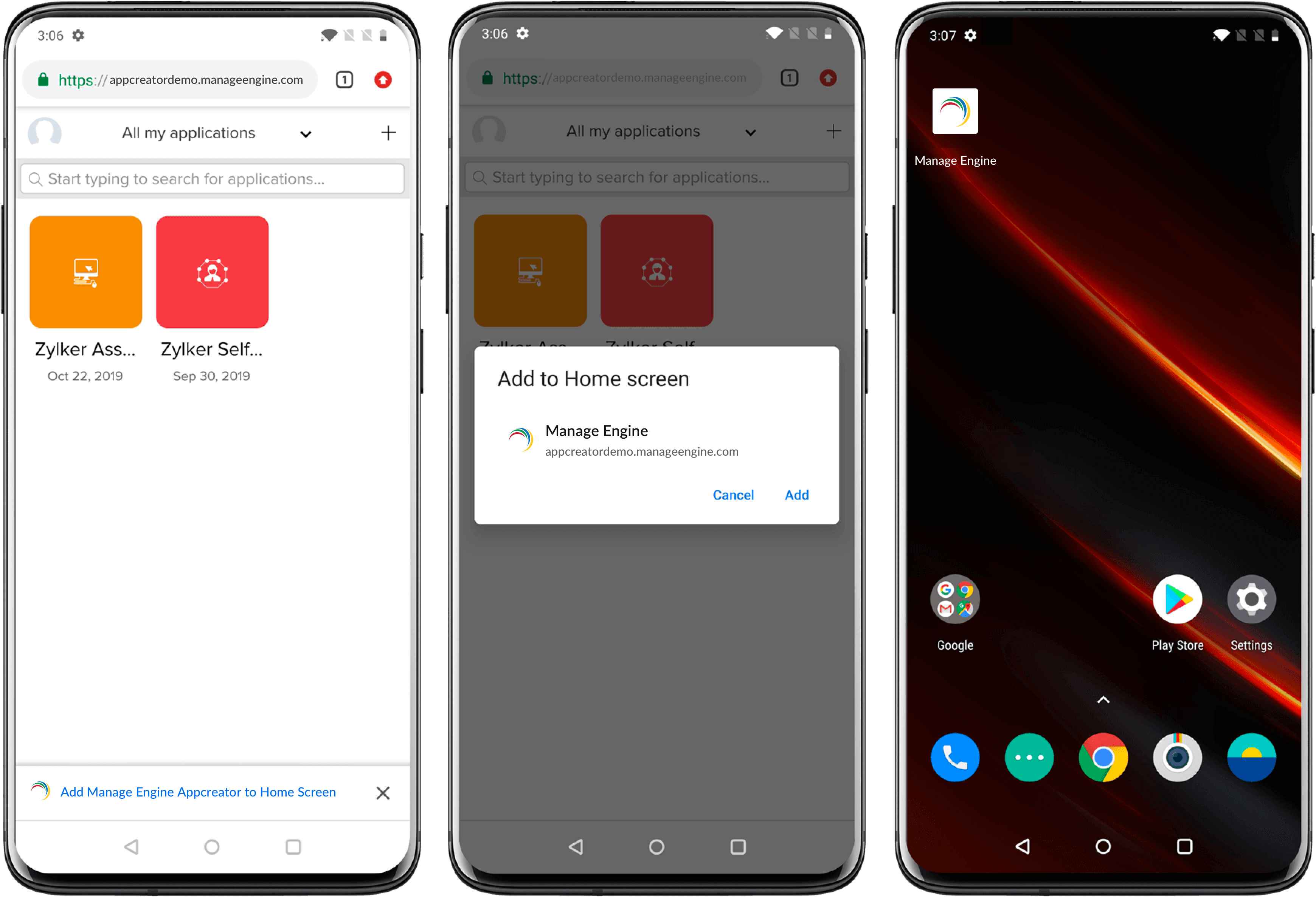 Android - Add ZC to Home screen