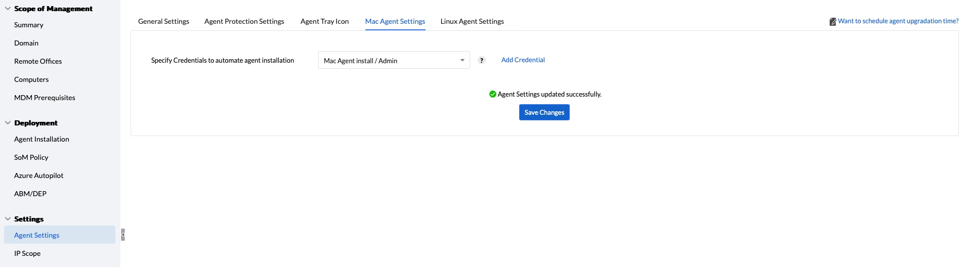 Uninstall Agent mac agent uninstallation Through Uninstall Agent option