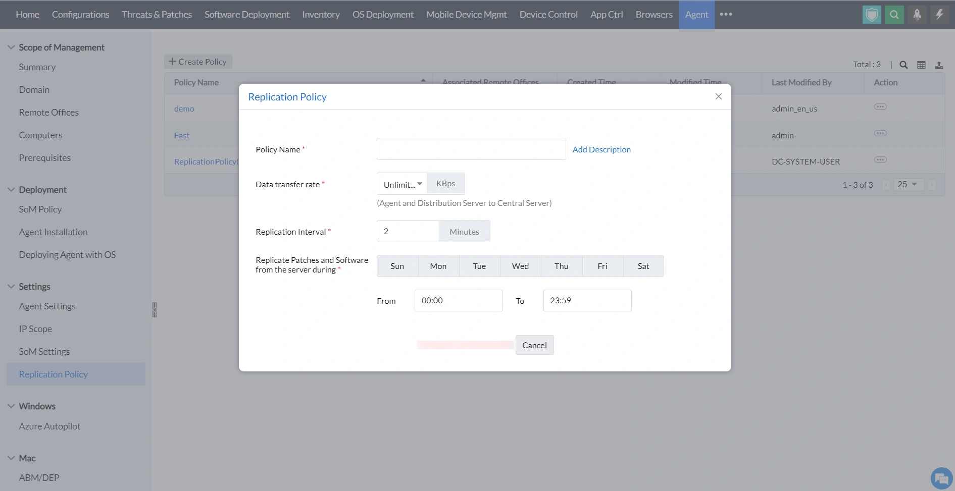 Replication Policy | Application Control Plus