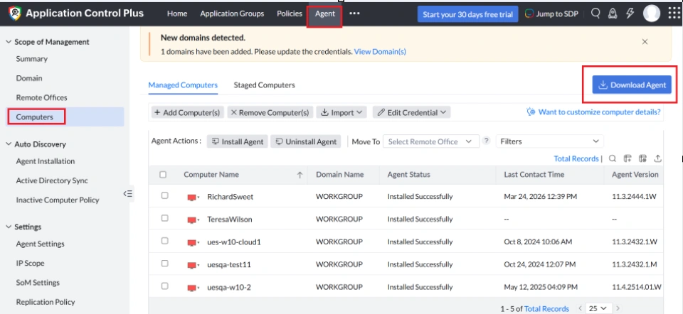 Install agent via SCCM | Application Control Plus