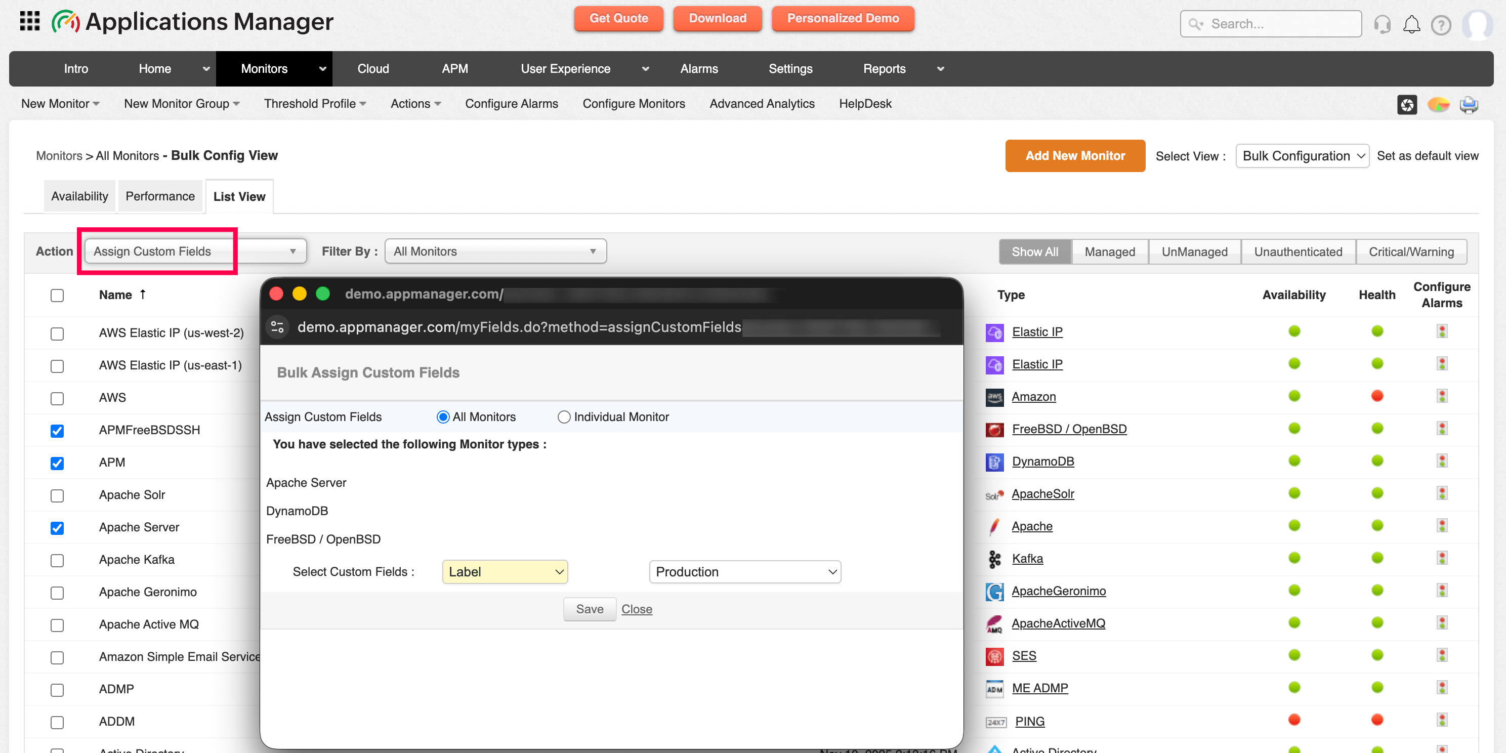 Bulk Configuration - Assign Custom Fields (All Monitors) Bulk Configuration - Assign Custom Fields (All Monitors)