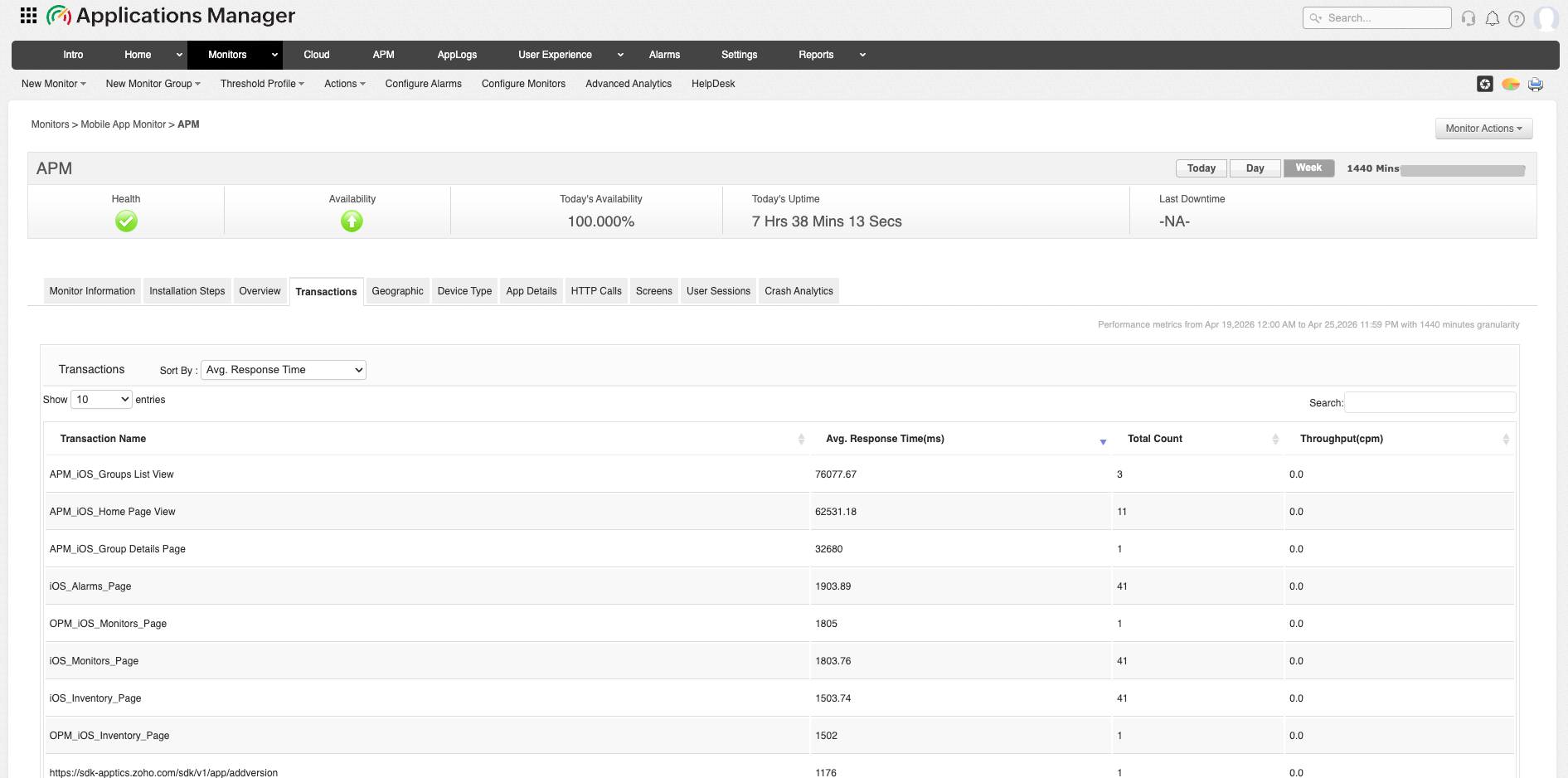 Mobile App Monitoring - ManageEngine Applications Manager