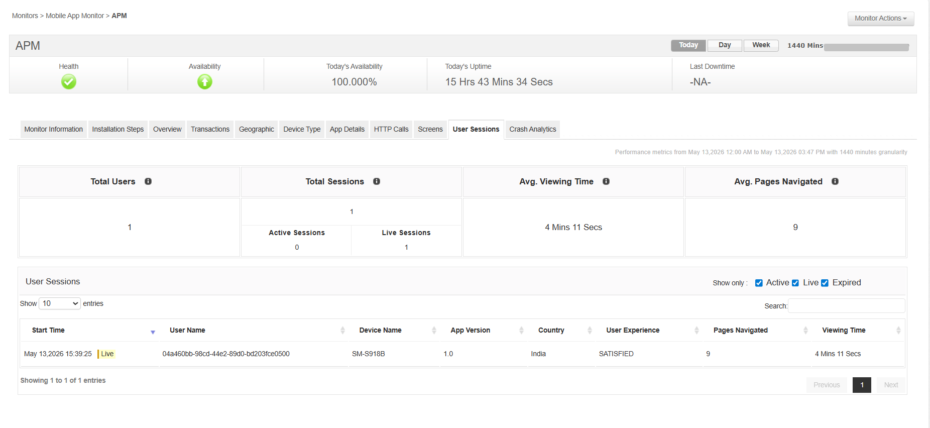 Mobile App Monitoring Mobile App Monitoring - ManageEngine Applications Manager