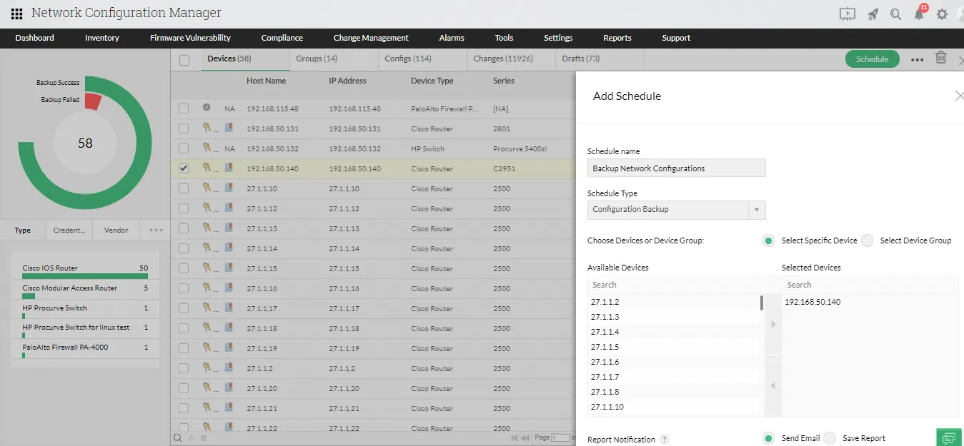 Backup and Upload Configurations Configuration Backup Software - ManageEngine Network Configuration Manager
