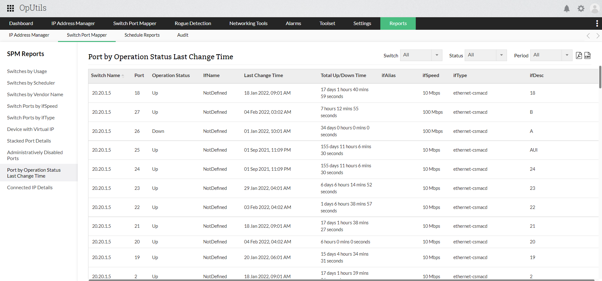 Port Scan - ManageEngine OpUtils