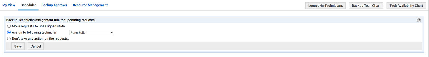 Configure backup technician Auto assign bulk ticket to backup technician