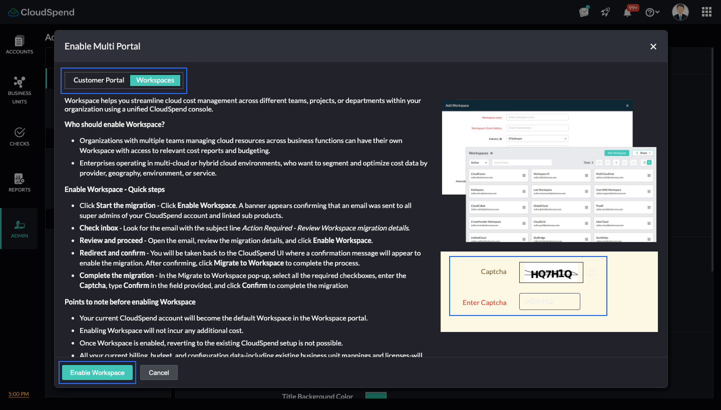 Enable Workspace Migration