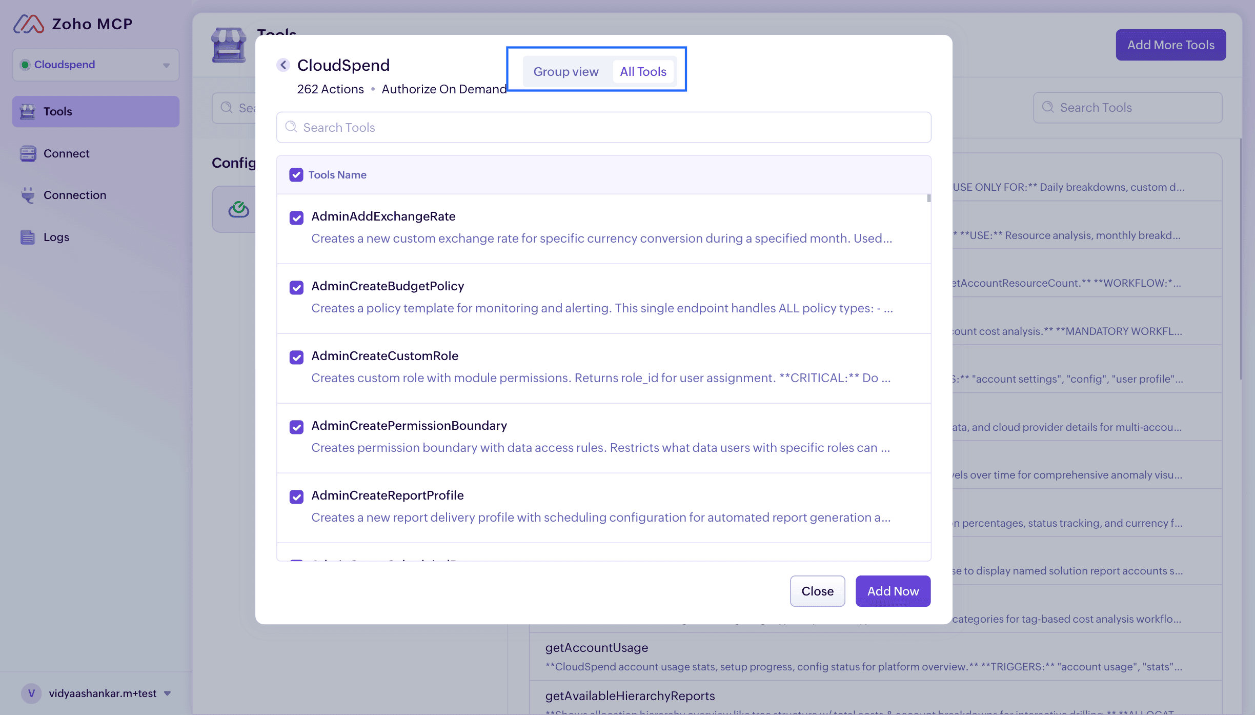 MCP Tools View Tools View