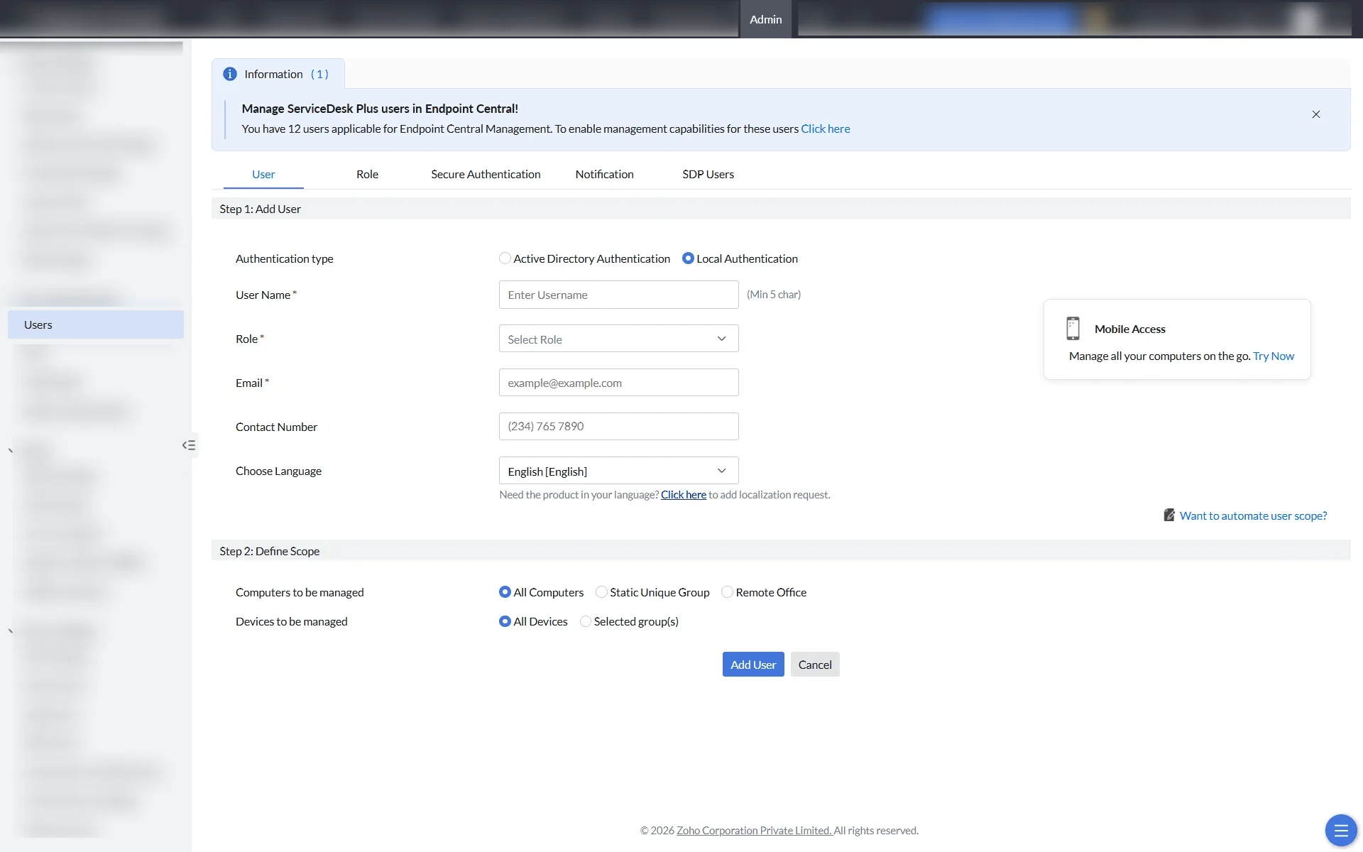 OS-Deployer User and role administration