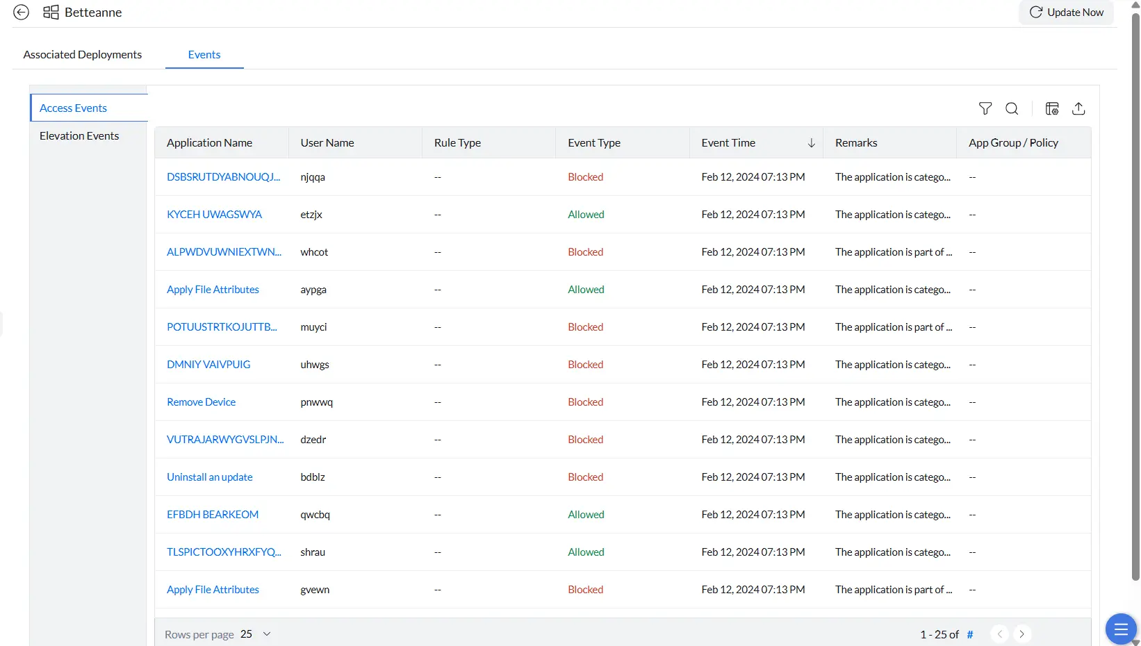 Application Access Events