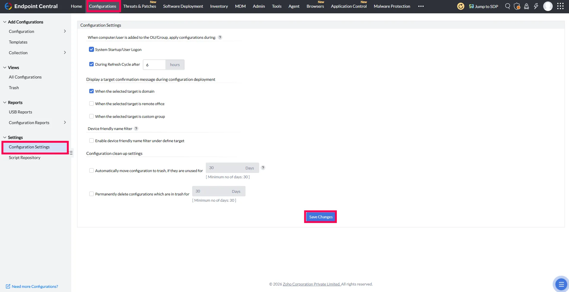 Configuration Settings Configuration Settings