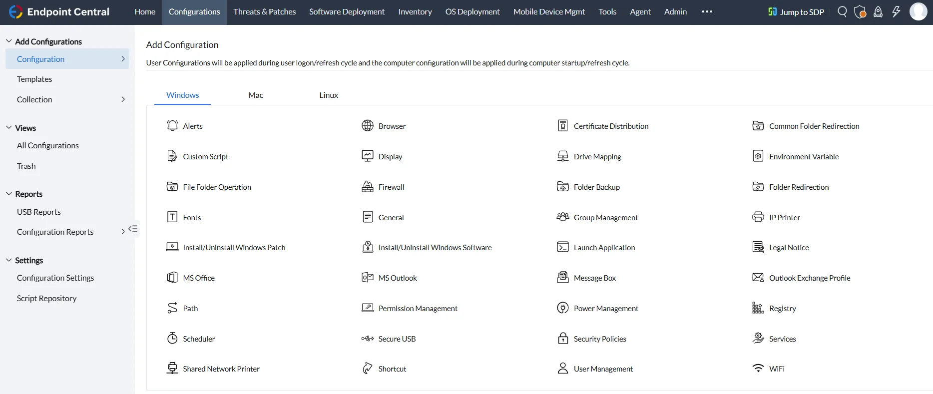 Computer configuration - ManageEngine Endpoint Central Computer Configurations