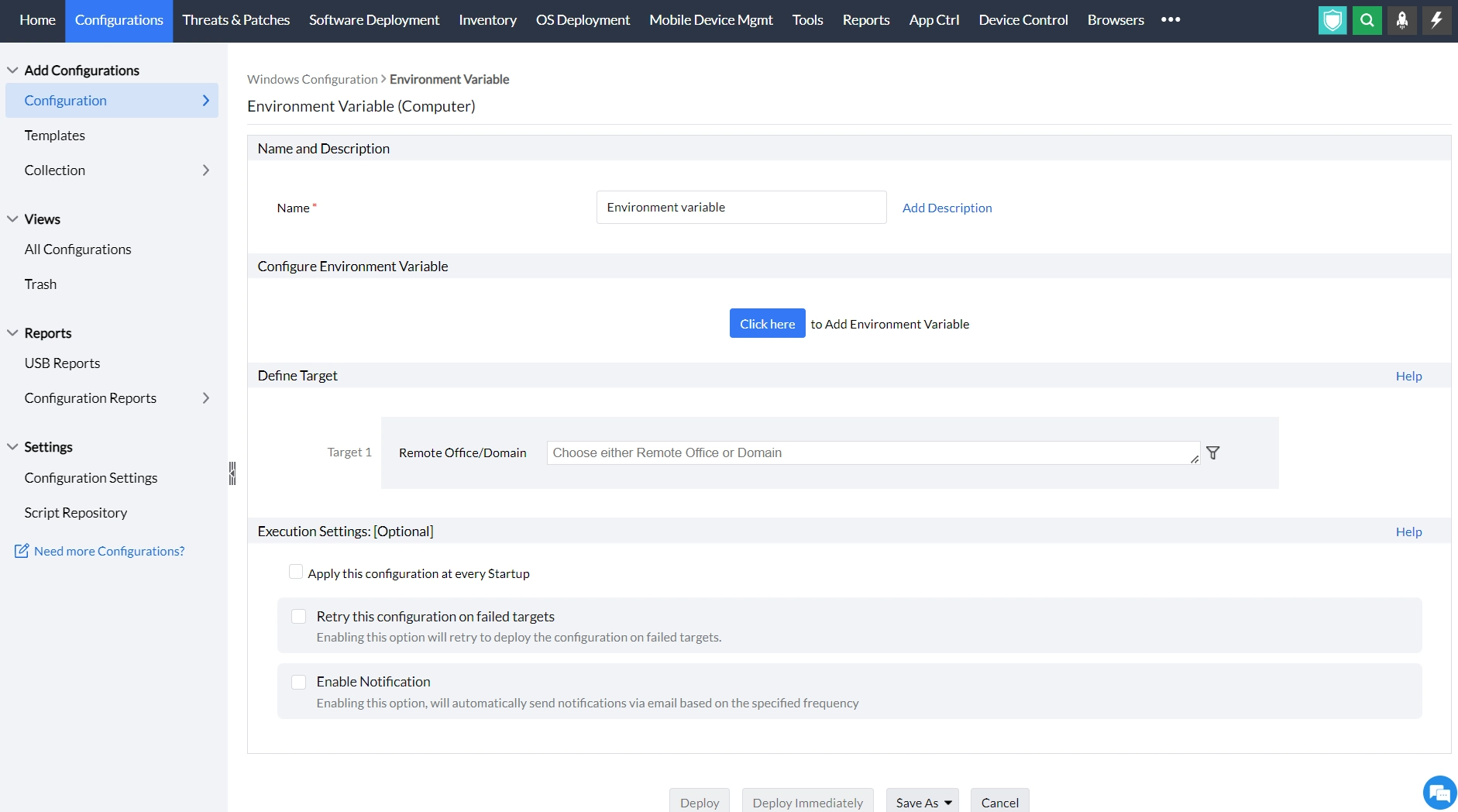  environment variable for computers in endpoint central