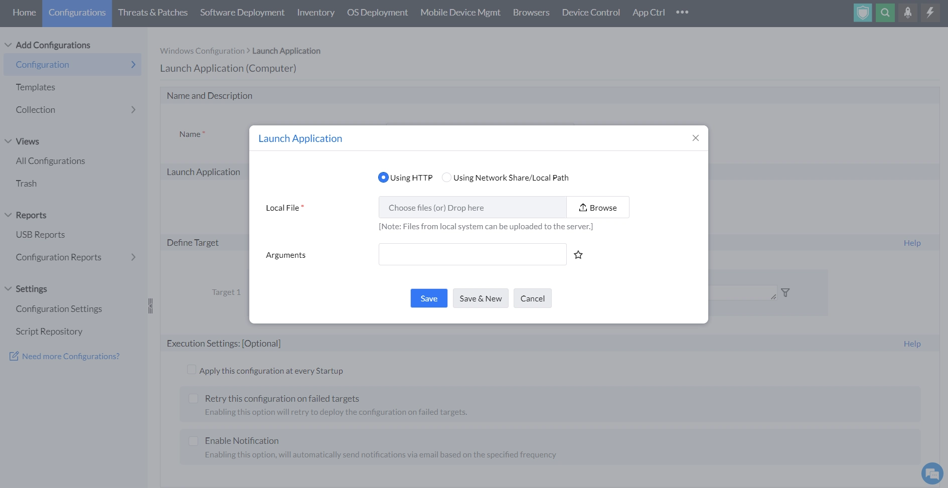 launching an application using http in endpoint central launching an application using http in endpoint central