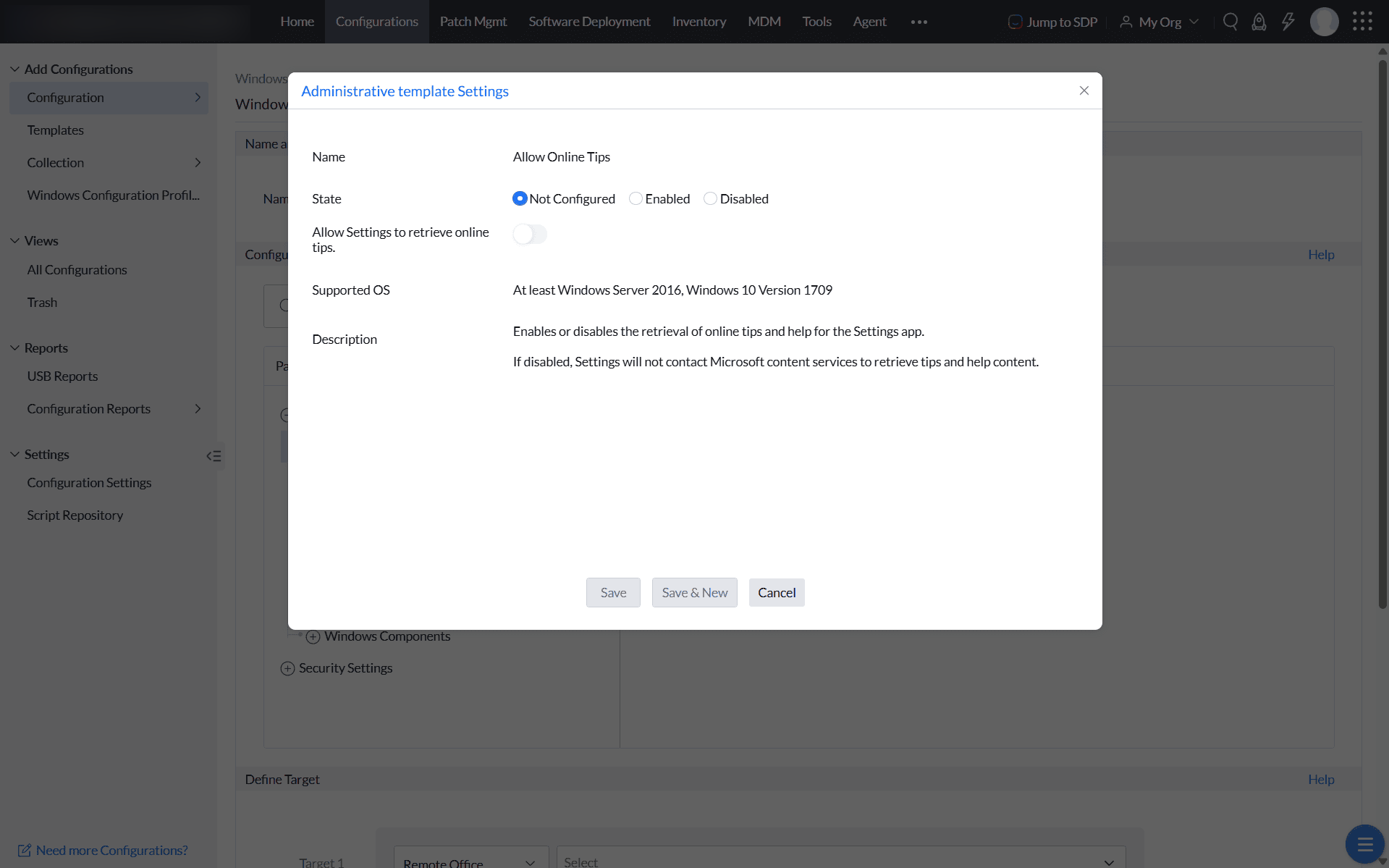 Configure Administrative Templates Settings Configure Administrative Templates Settings