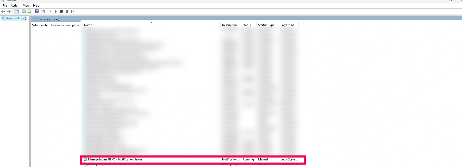 Notification Server service running