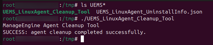 Linux Cleanup — Success Linux agent cleanup tool showing successful agent removal