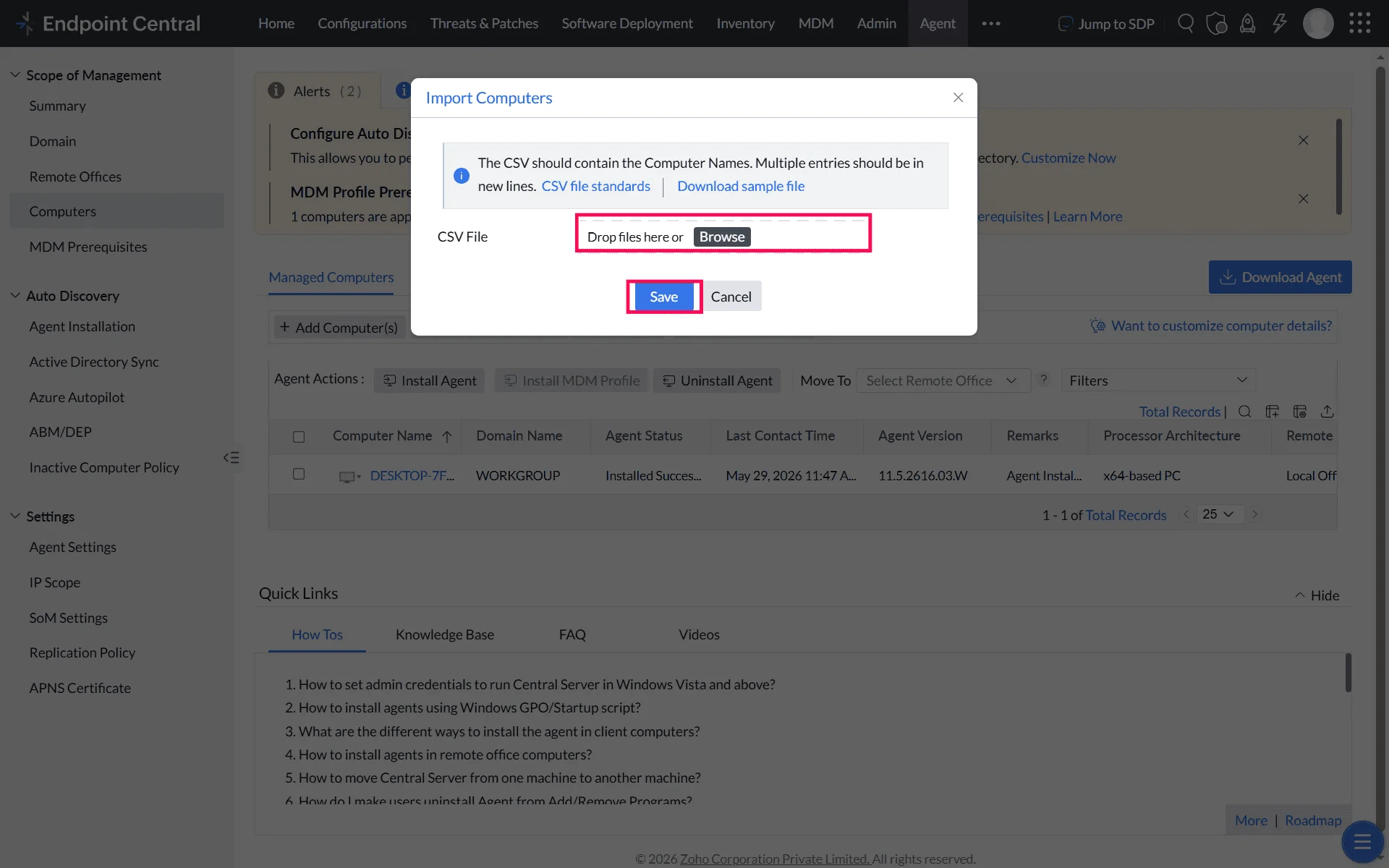 Upload CSV File and Save Configuration Upload CSV File and Save Configuration