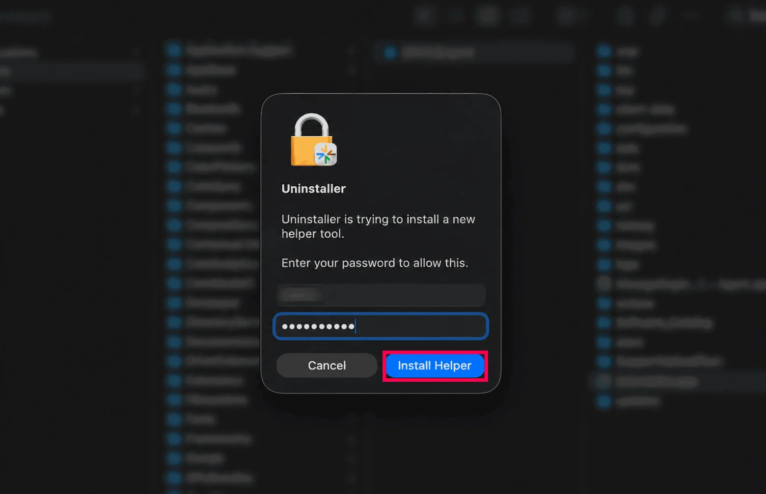 Using Finder mac agent uninstallation using finder