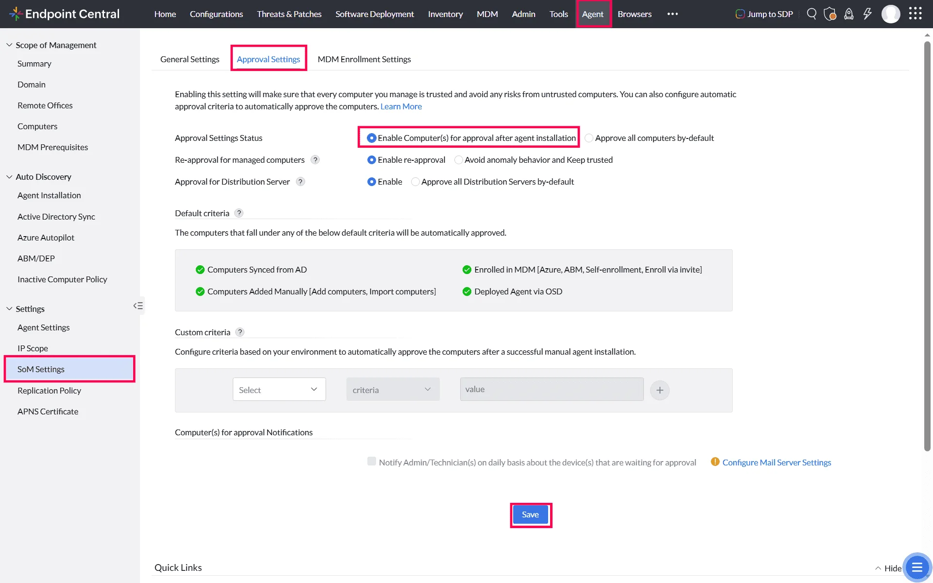Configure Approval Settings Configure Approval Settings