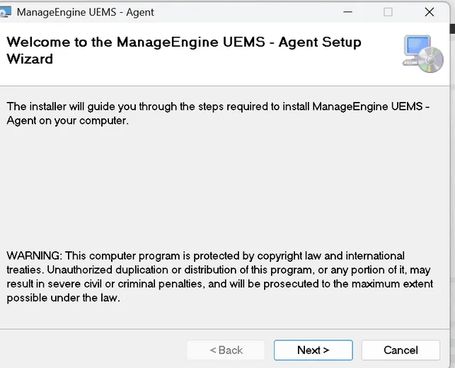 Running the downloaded WAN agent installer