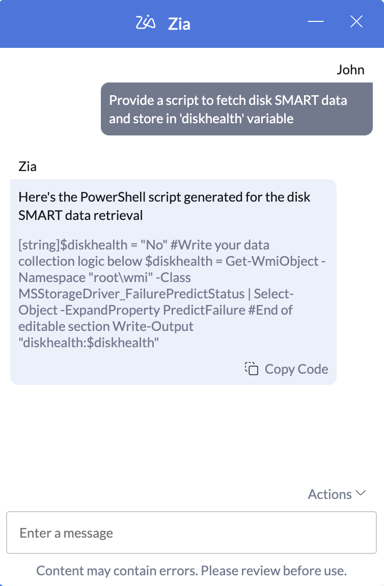 Zia Assistant Example 2
