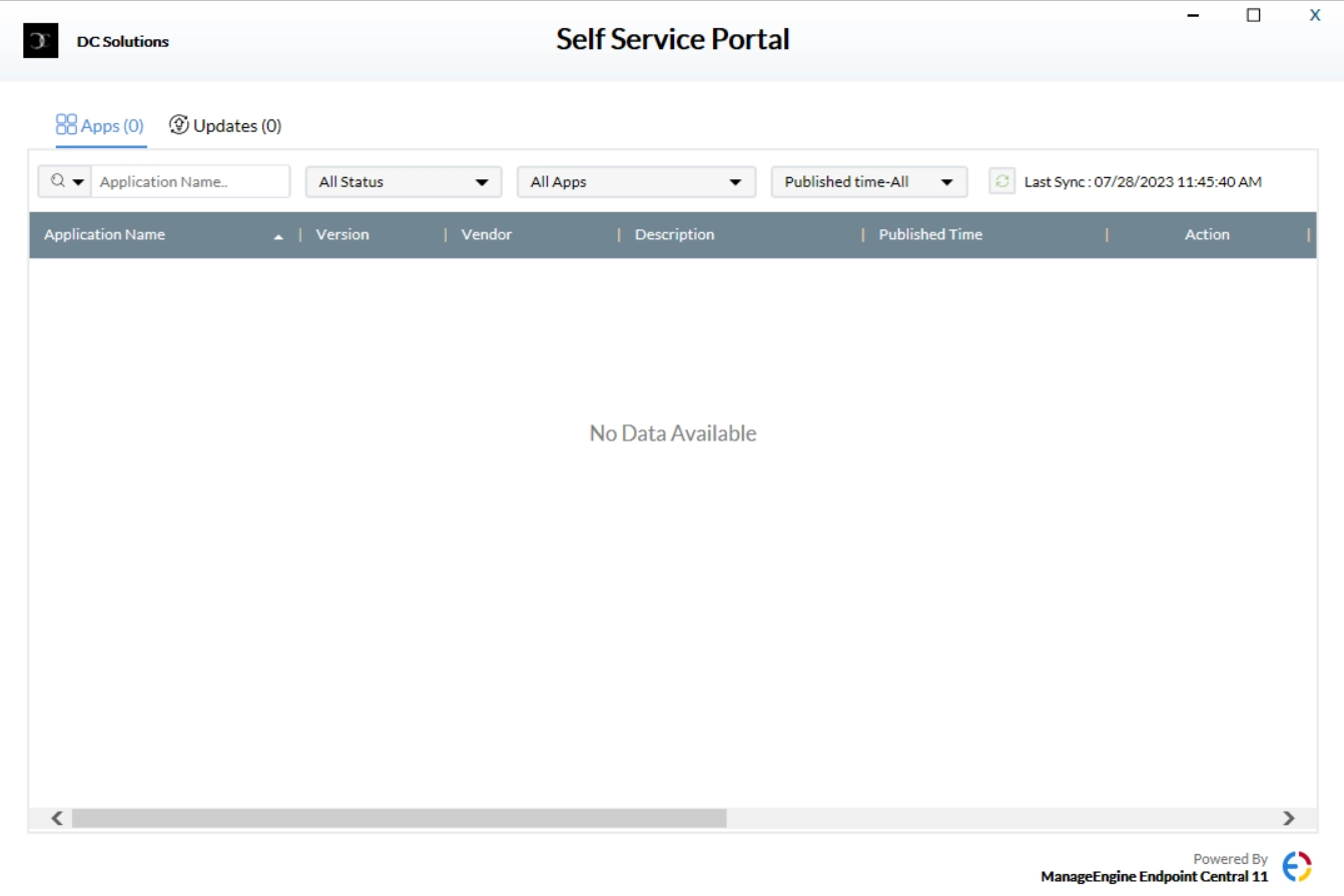 Self Service Portal displaying custom branding after rebranding