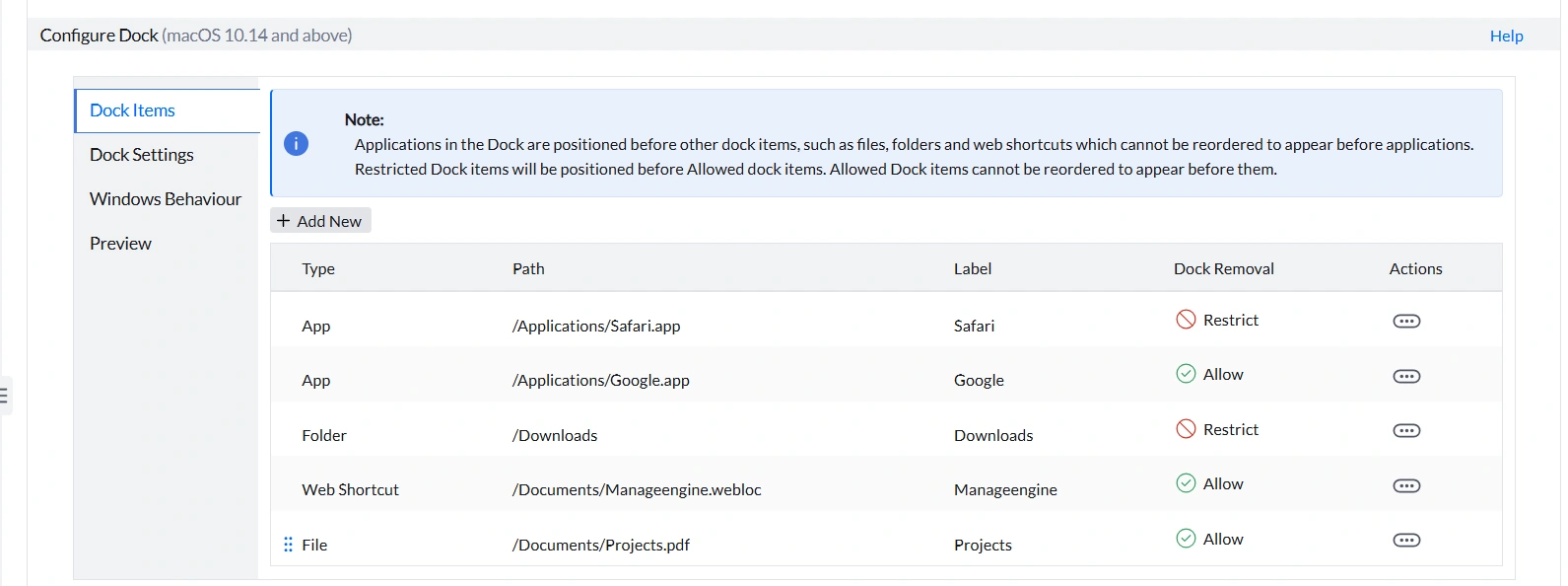 Dock Items Reorder Preview
