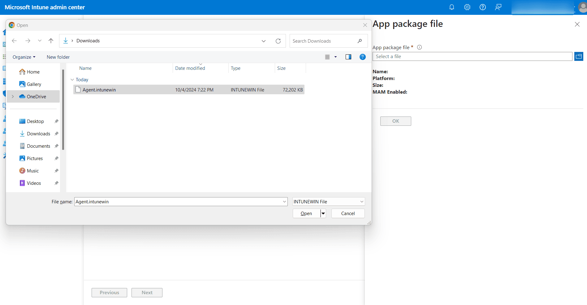 Choose the package file Choose the package file