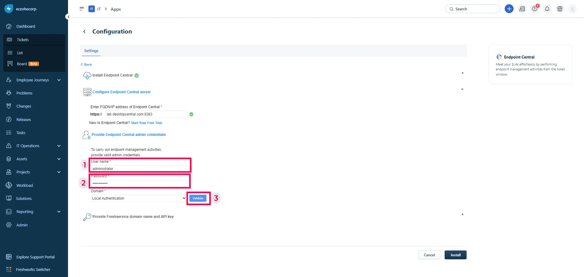 Enter UEMS Admin Credentials Enter UEMS Admin Credentials