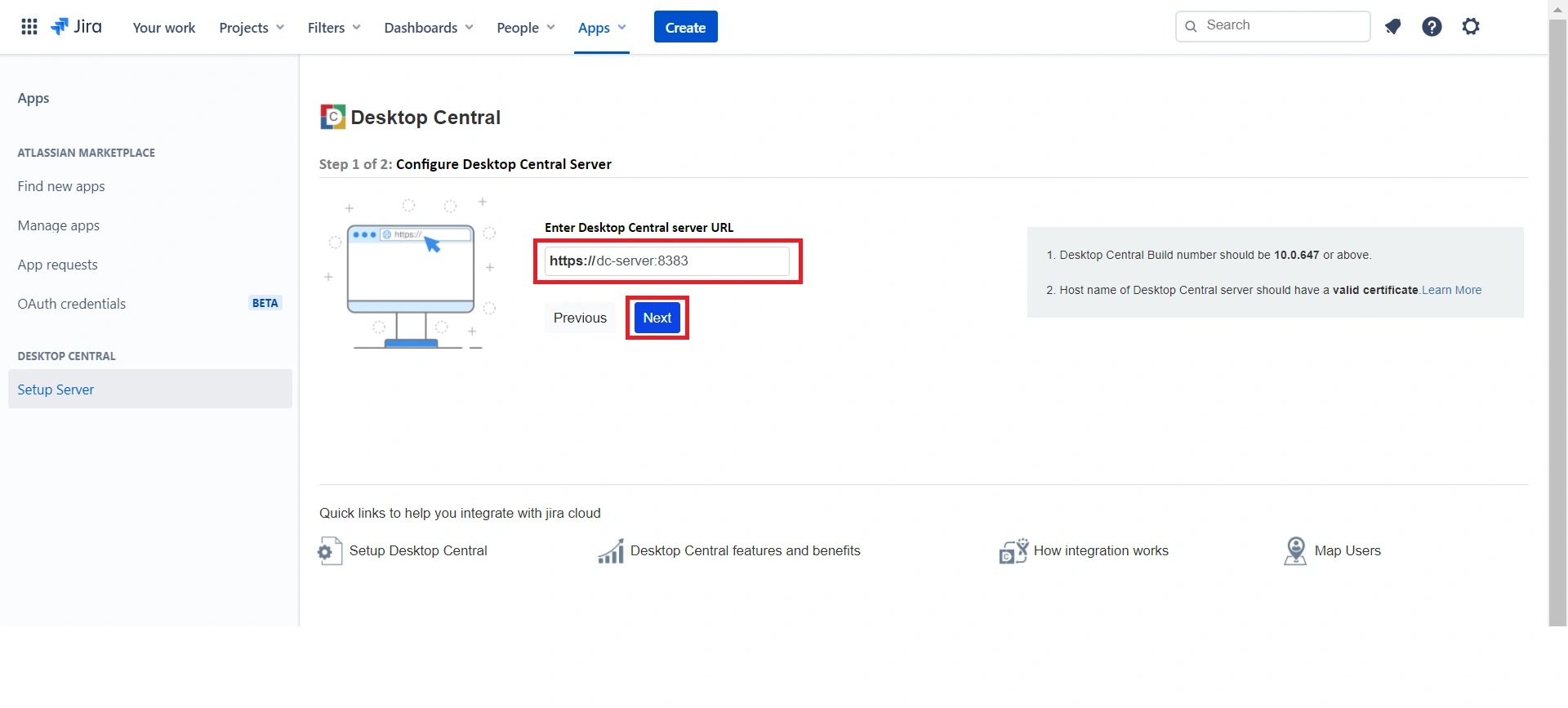 Enter UEMS Server URL Enter UEMS Server URL