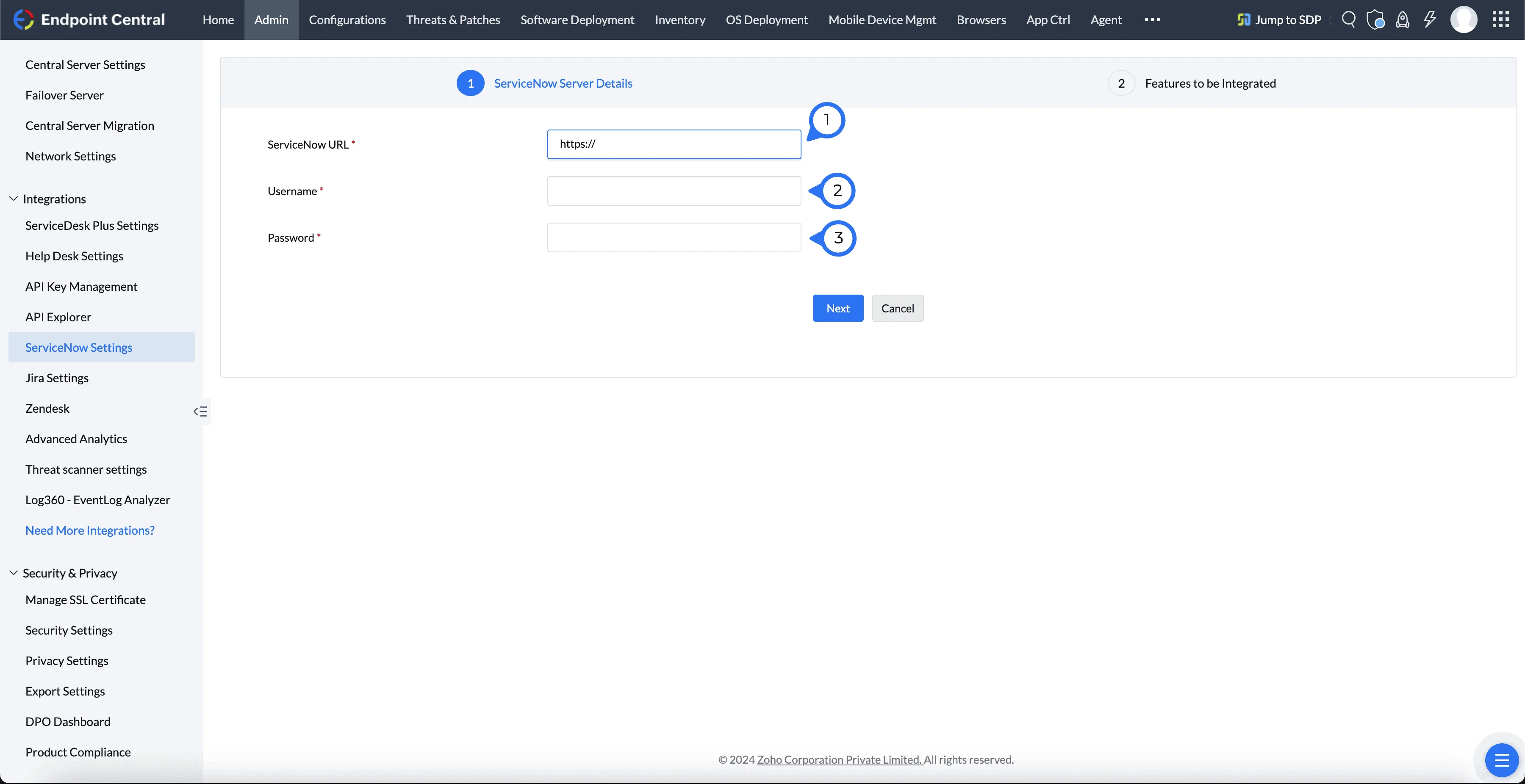 Enter Server Details Enter Server Details
