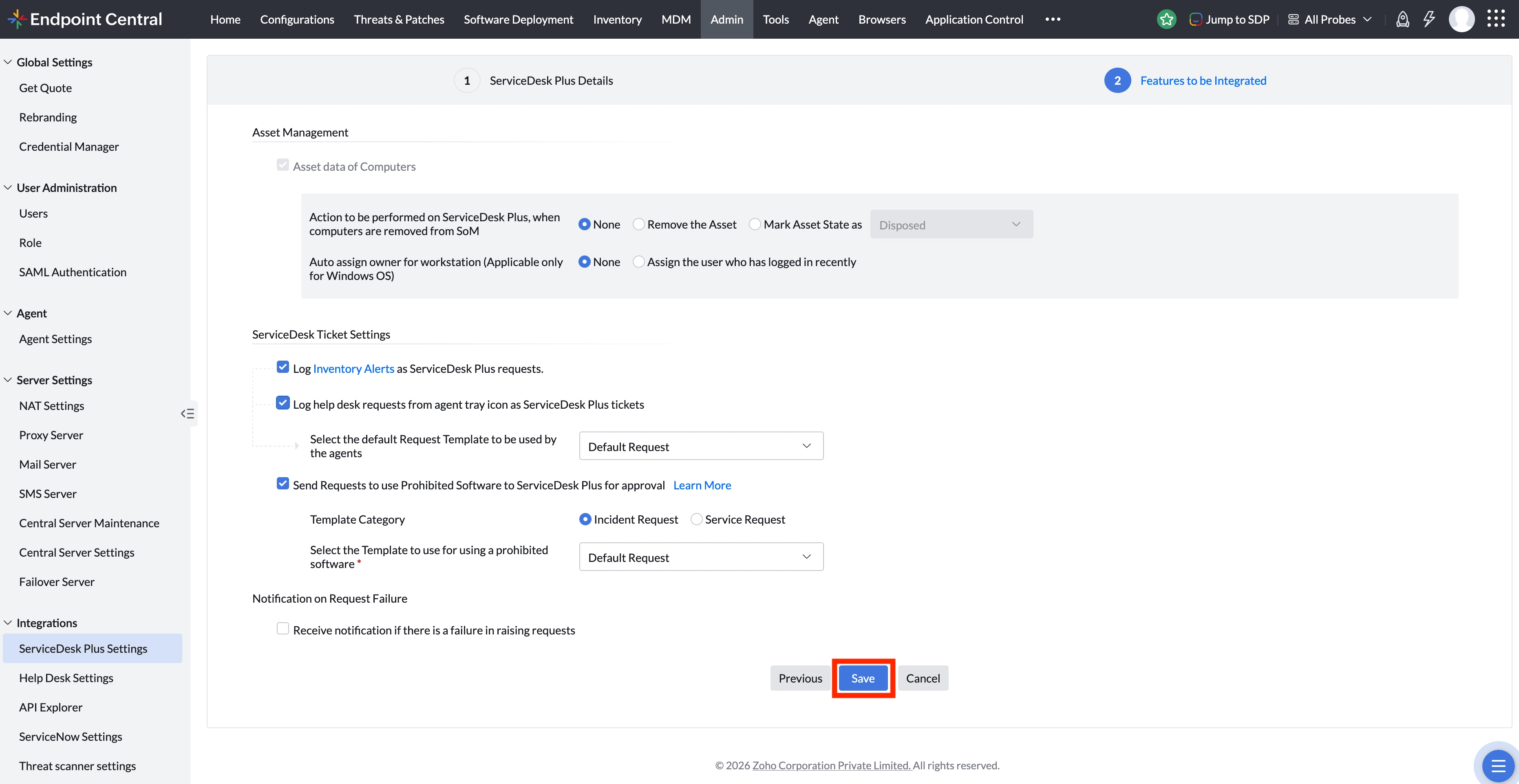 Integration von ServiceDesk Plus mit Endpoint Central ...