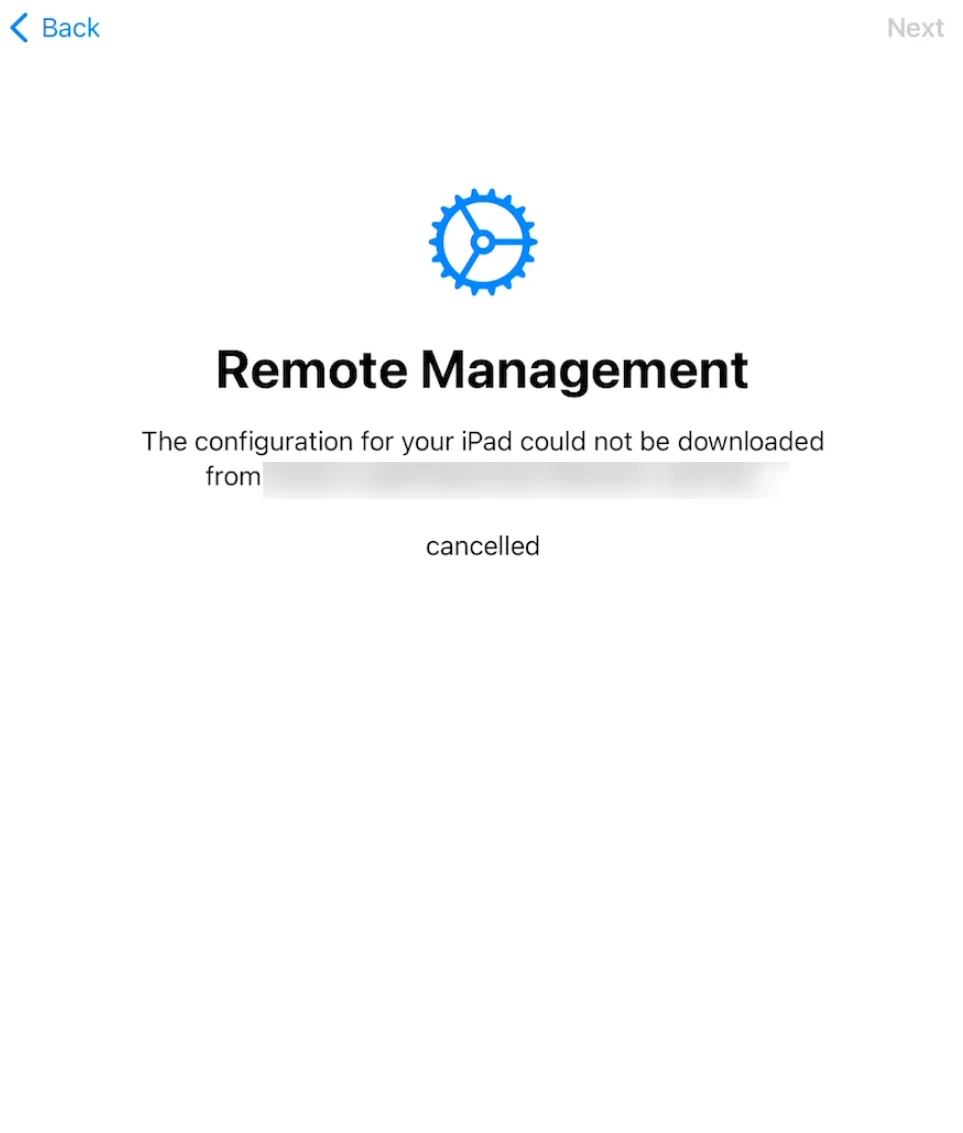 Cancelled error Cancelled error caused by an SSL certificate issue (screen 1)