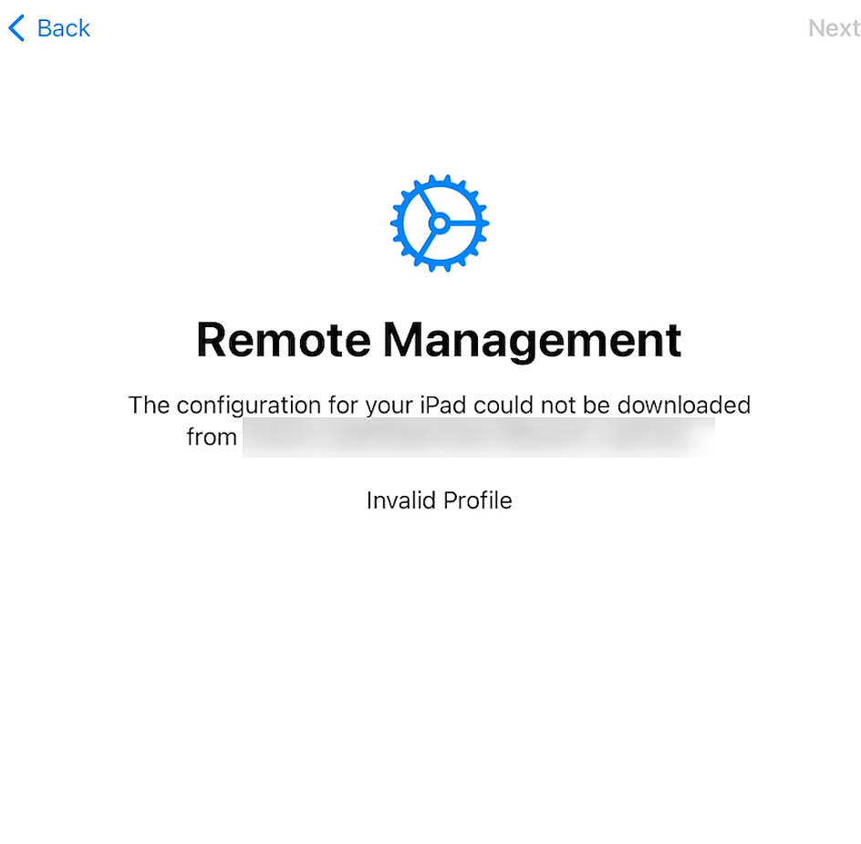 Invalid profile Invalid profile error during device activation