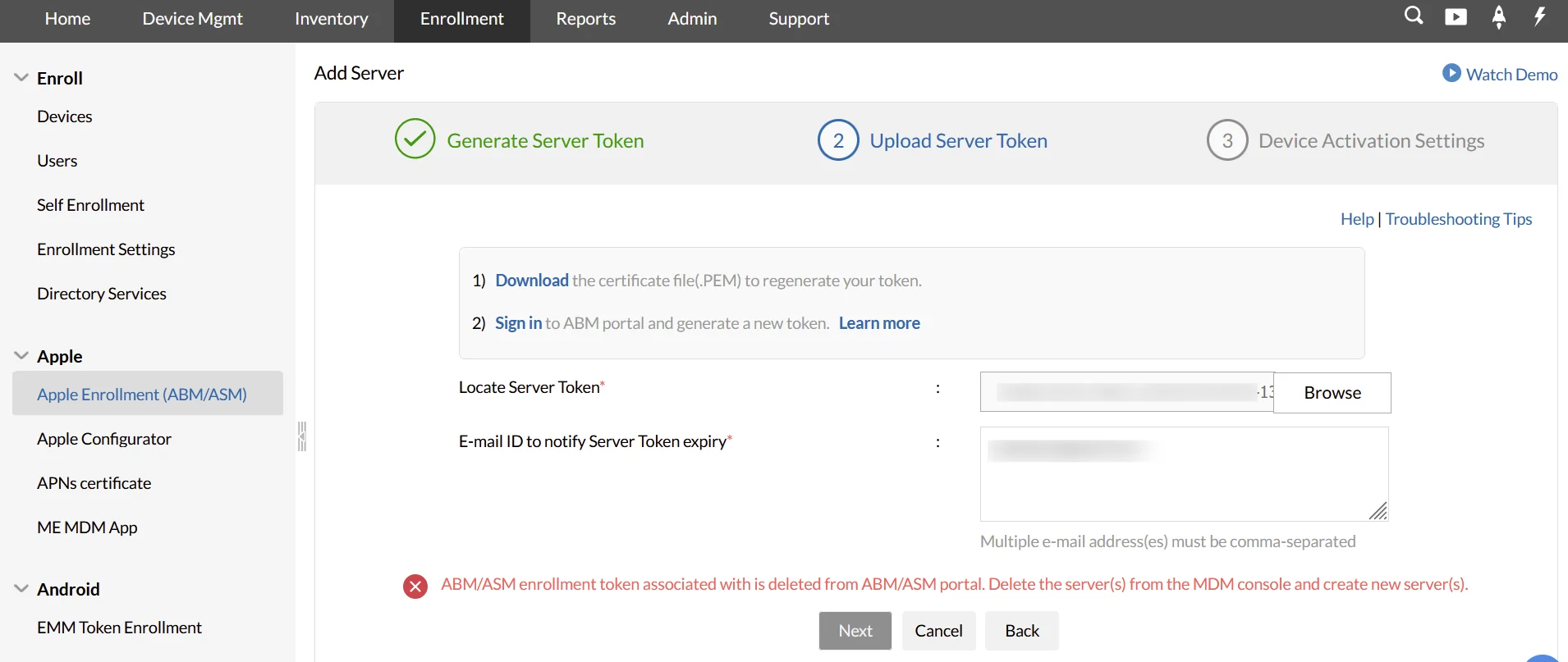 Forbidden error Forbidden error shown during ABM sync (example 1)