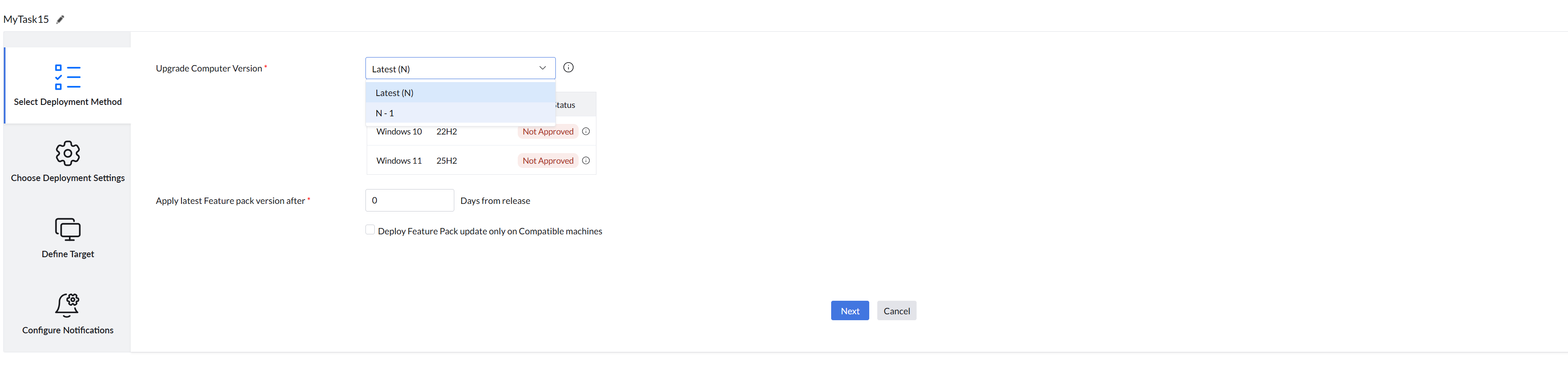 Configuring Automated Feature Pack Deployment Settings