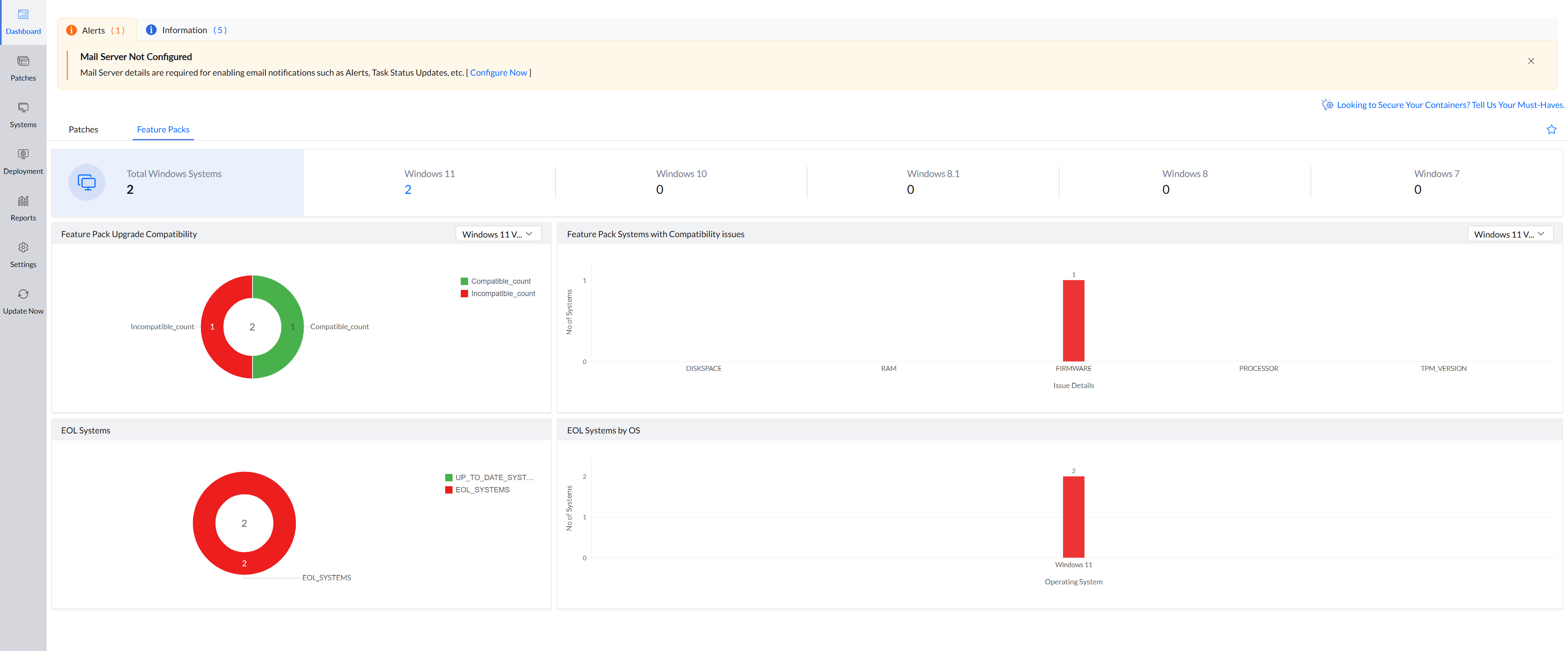 Feature Pack Dashboard