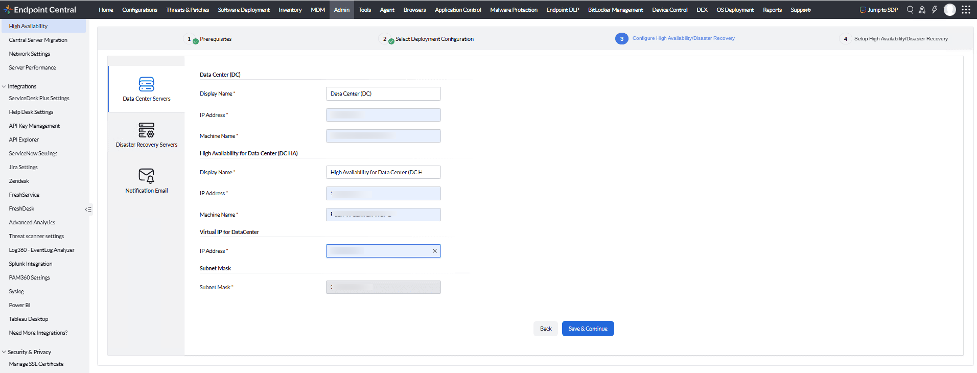 Configure HA/DR — DC + High Availability for Data Center + Virtual IP + Subnet Mask (4-node) Configure HA/DR — DC + High Availability for Data Center + Virtual IP + Subnet Mask (4-node)