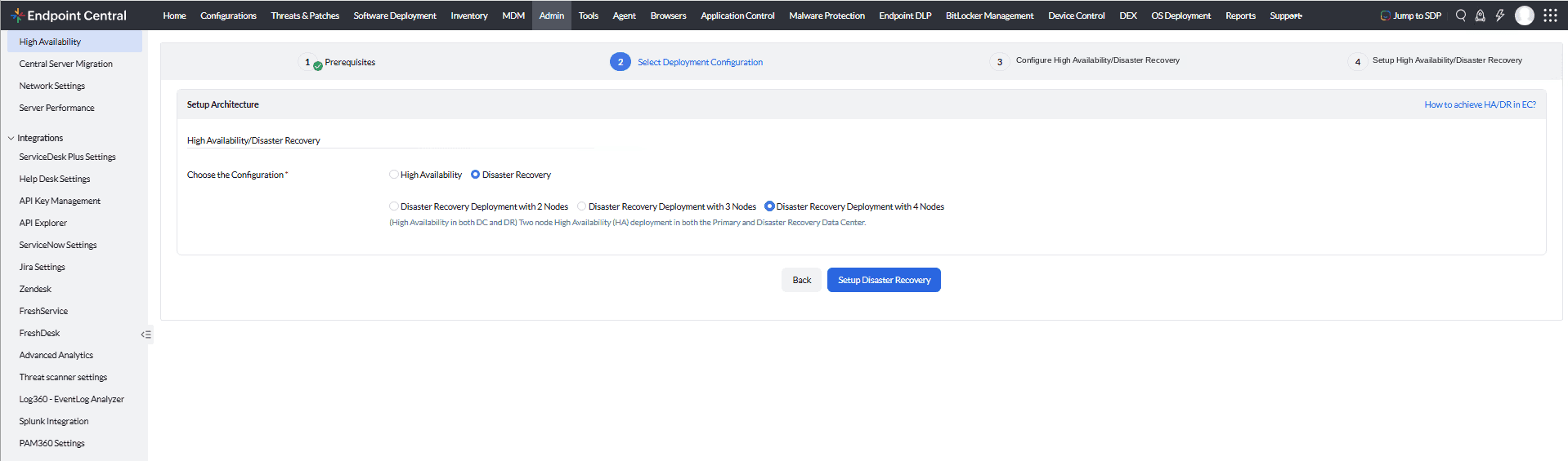 Select Deployment Configuration — Disaster Recovery with 4 Nodes Select Deployment Configuration — Disaster Recovery with 4 Nodes