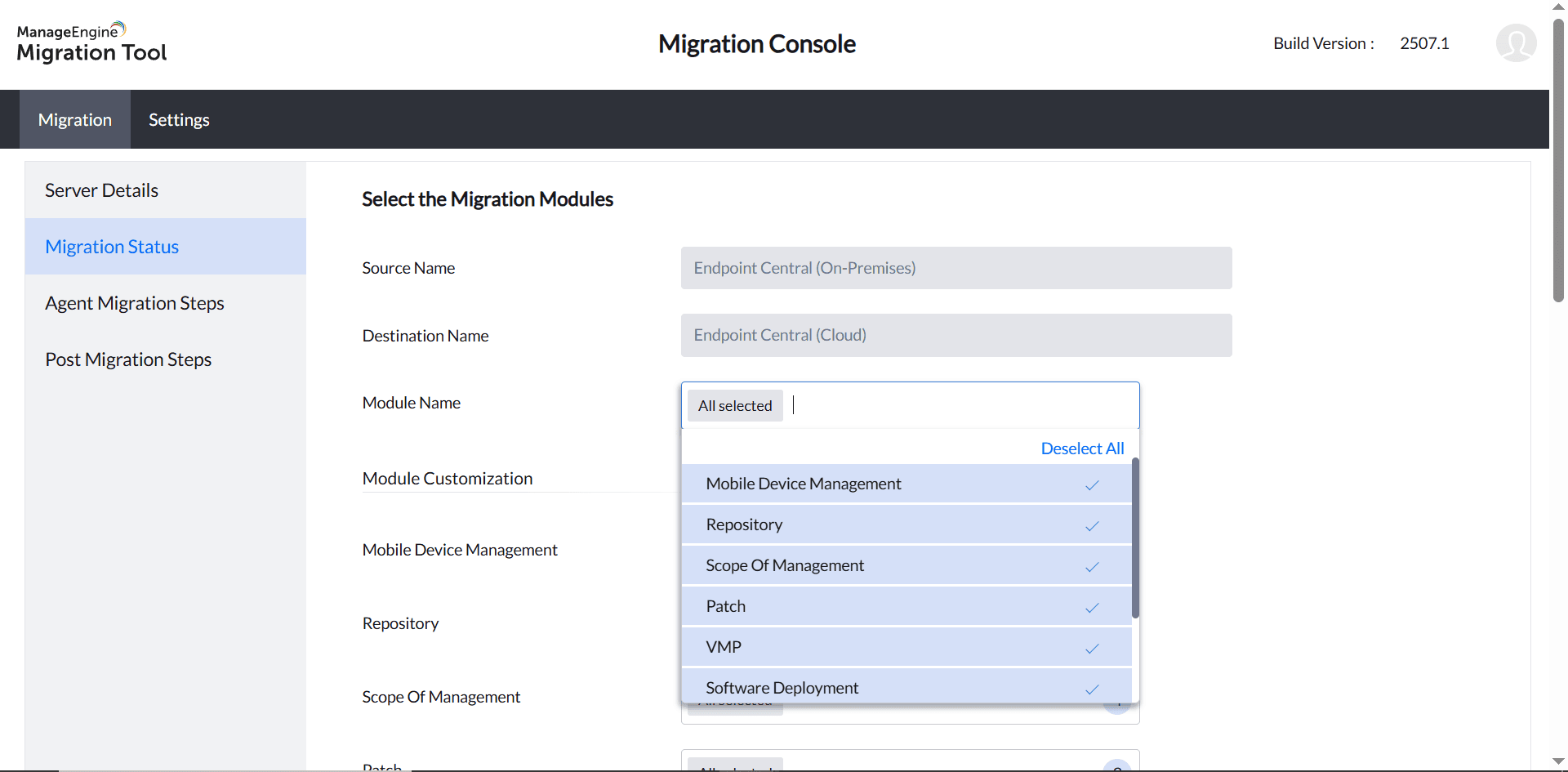Migration Tool - Module Customisation