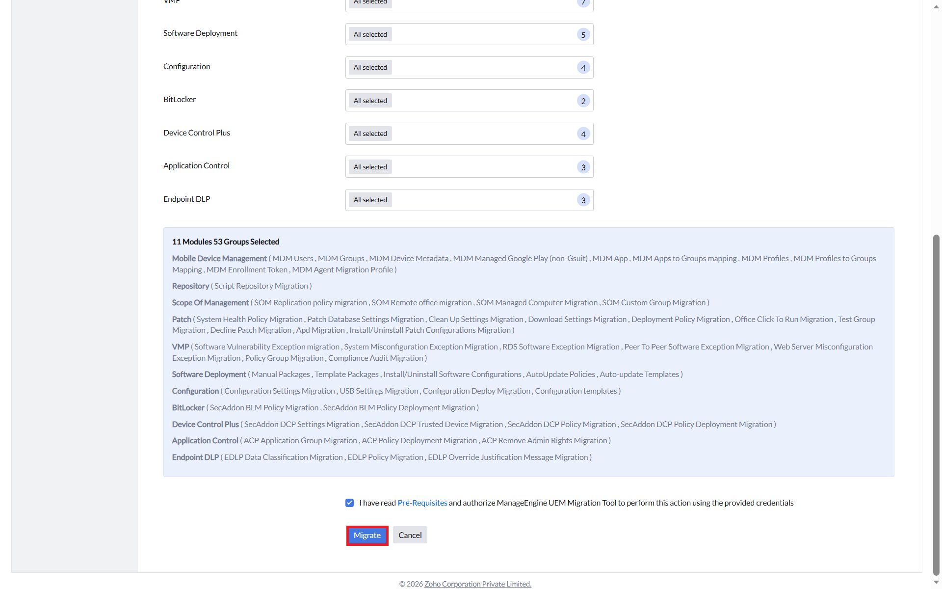 Migration Tool - Module Migration