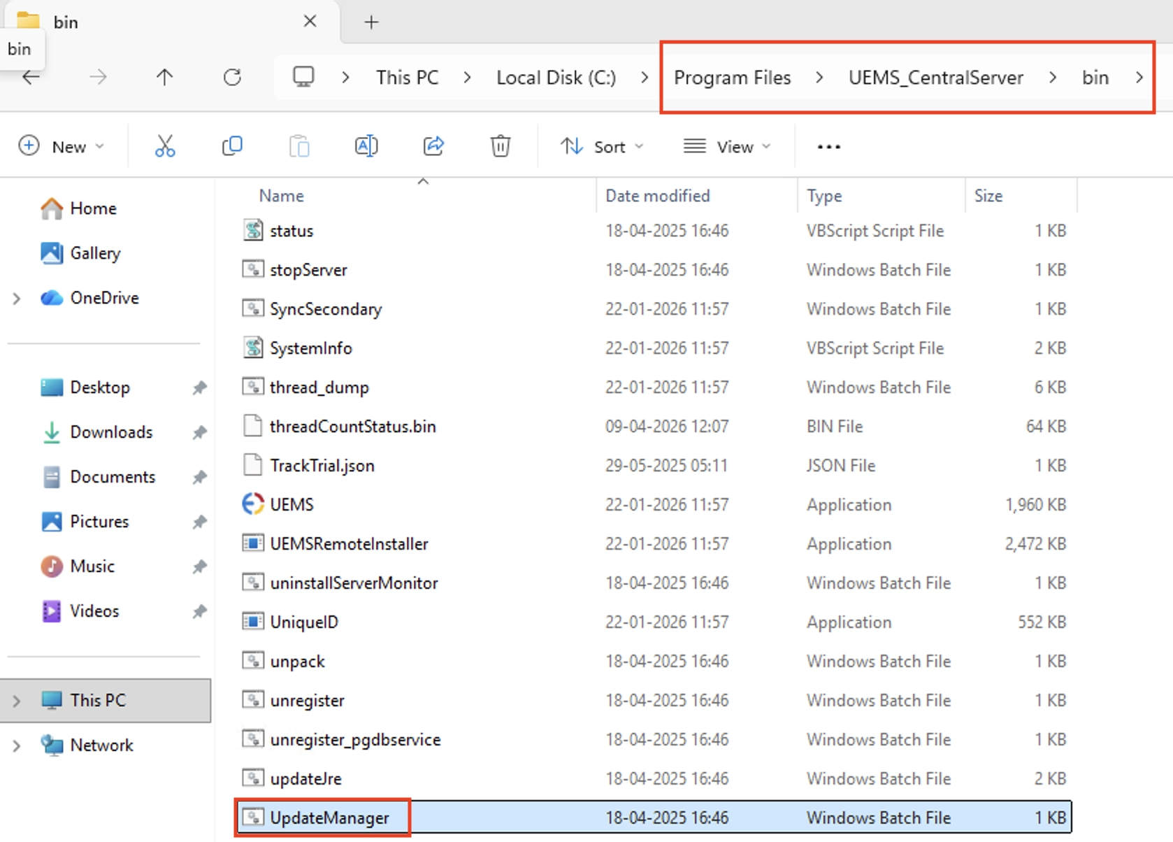 Navigation To Update Manager Batfile Result