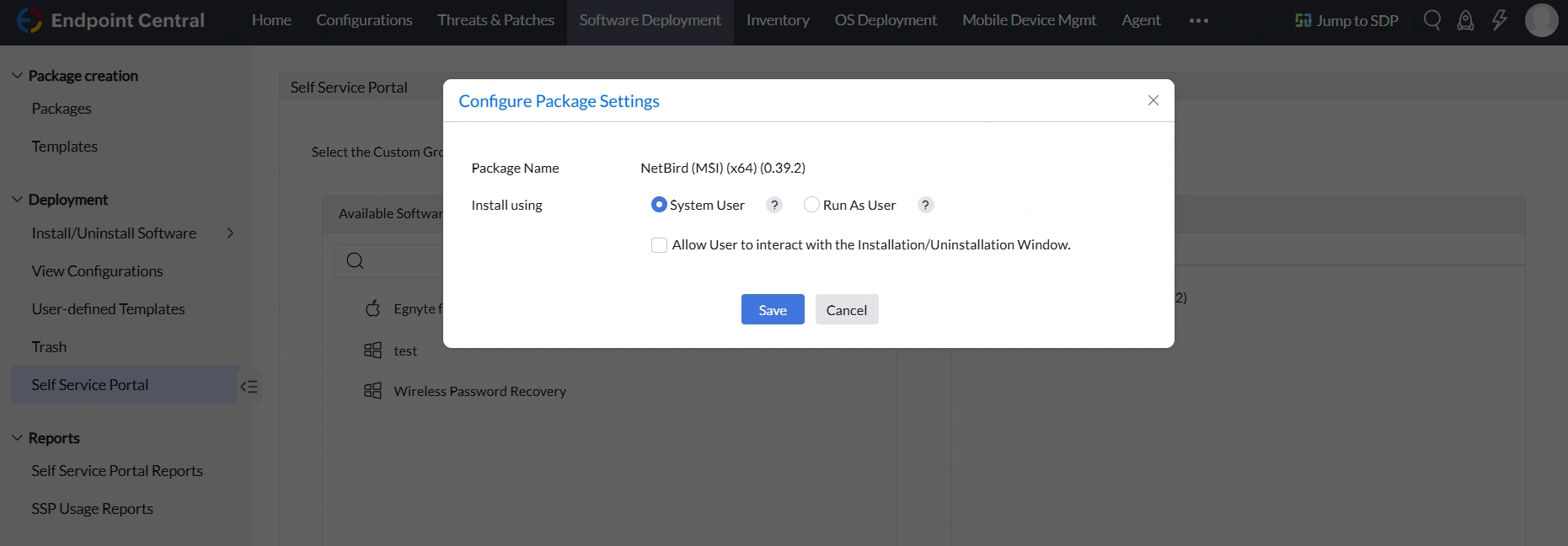 Configuring Package Settings for Published Software in Computer Group Configuring Package Settings for Published Software in Computer Group